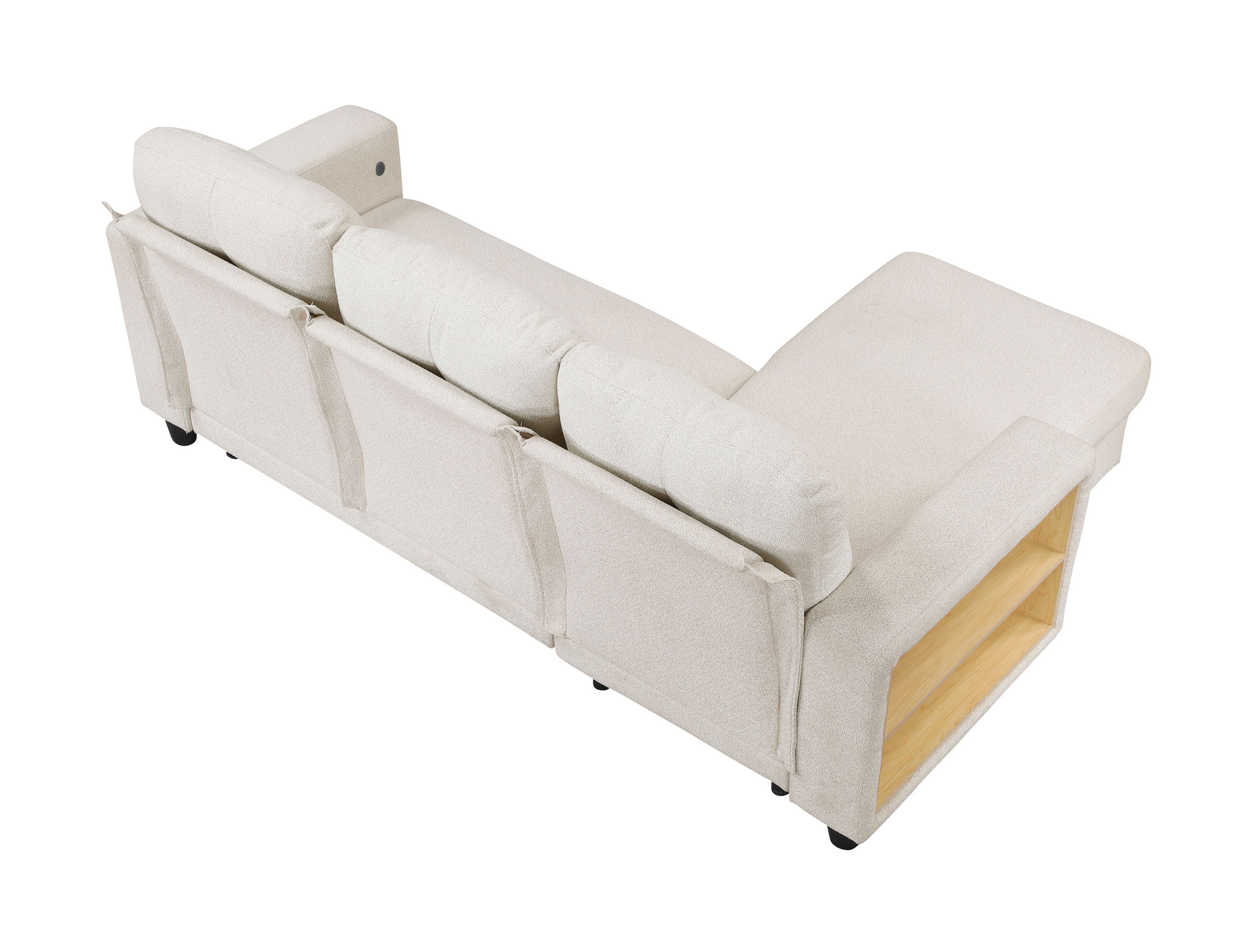 Robinson Boucle Sectional Sofa with Reversible Chaise, Pull‑out Bed, Shelves & Charging Ports