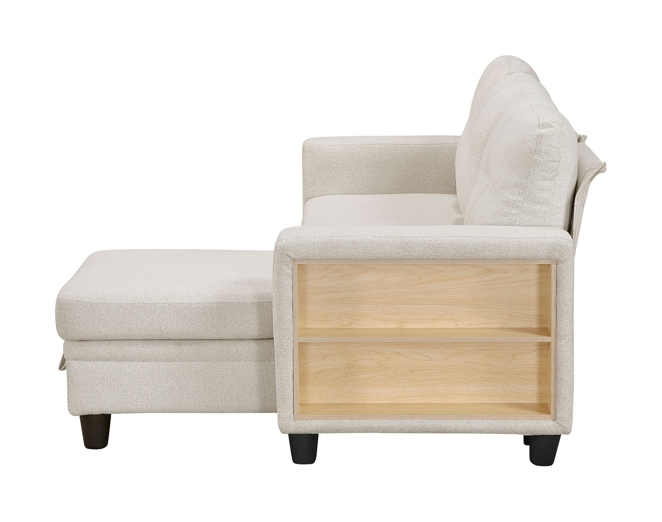 Robinson Boucle Sectional Sofa with Reversible Chaise, Pull‑out Bed, Shelves & Charging Ports