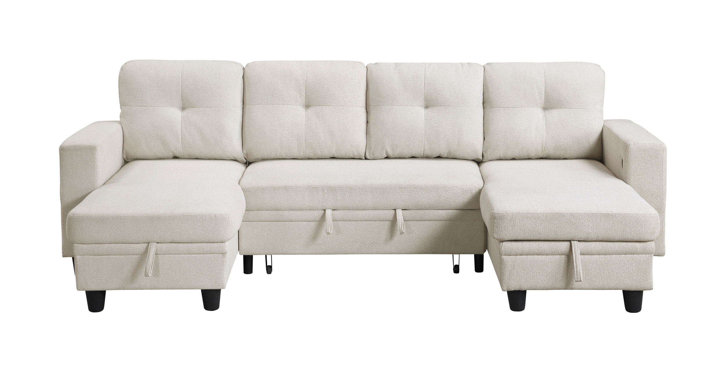 Robinson Boucle Double Chaise Sectional with Pull‑out Bed, Shelves & Charging Ports
