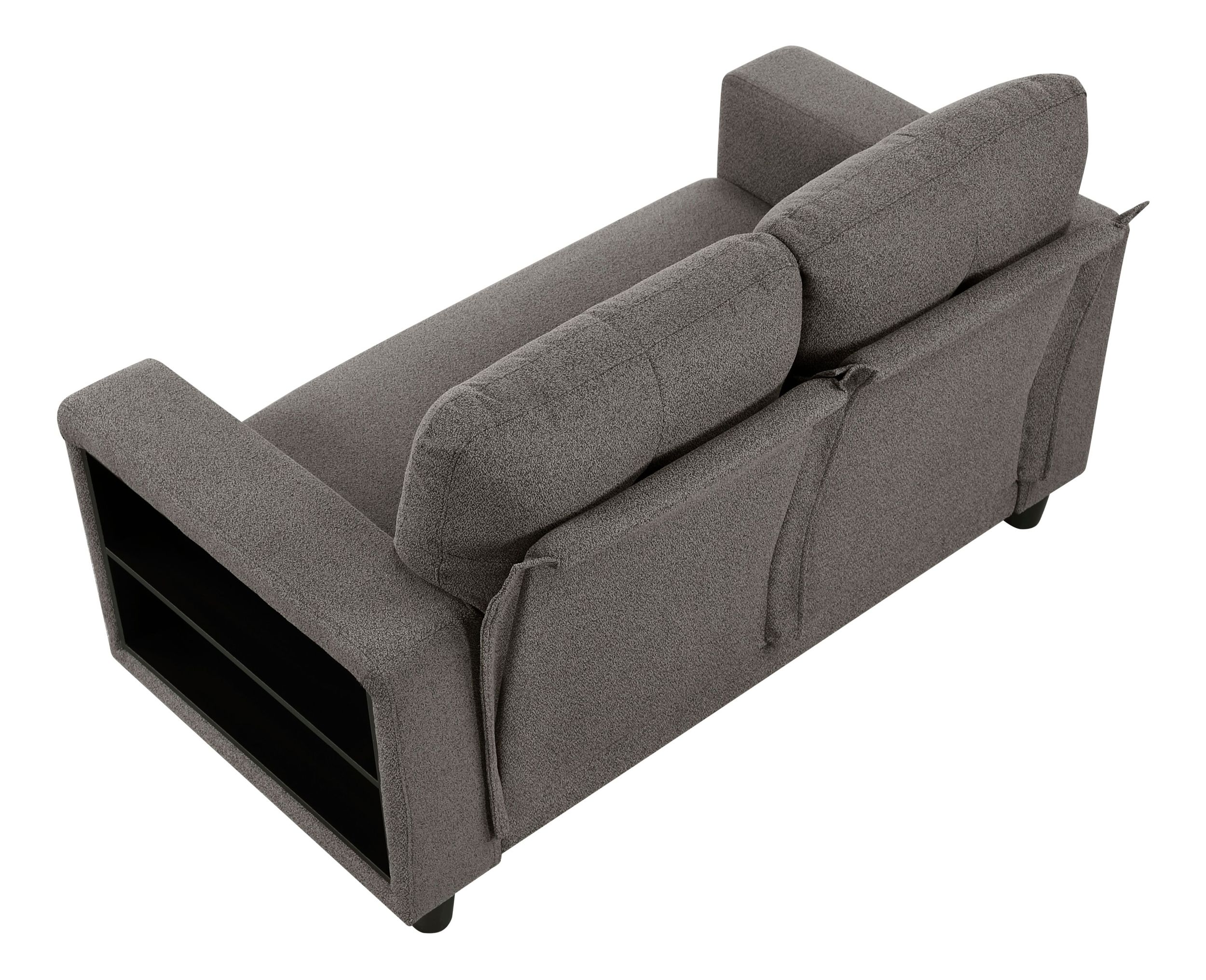 Robinson Boucle Loveseat with Pull‑out Bed, Shelves & Charging Ports