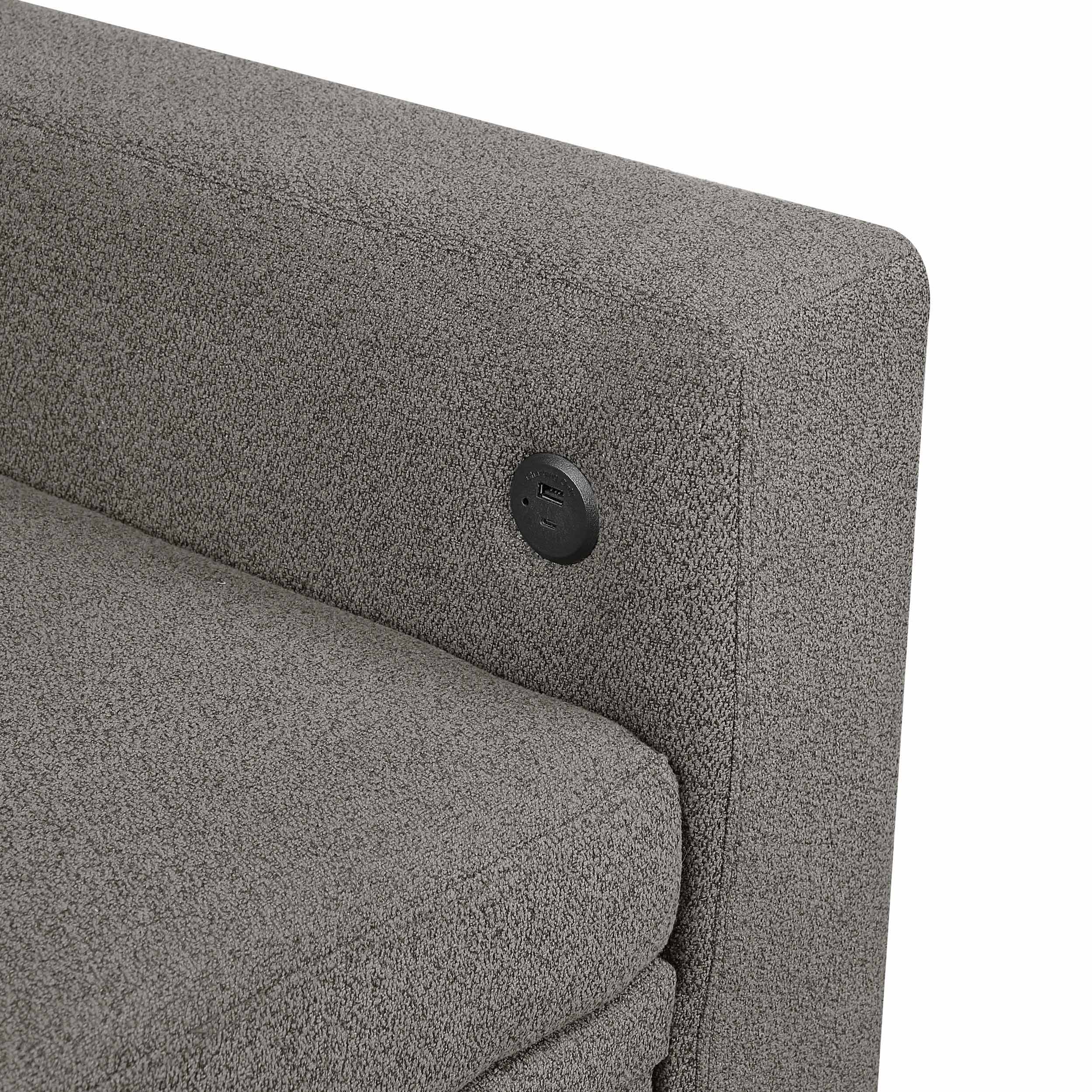 Robinson Boucle Loveseat with Pull‑out Bed, Shelves & Charging Ports