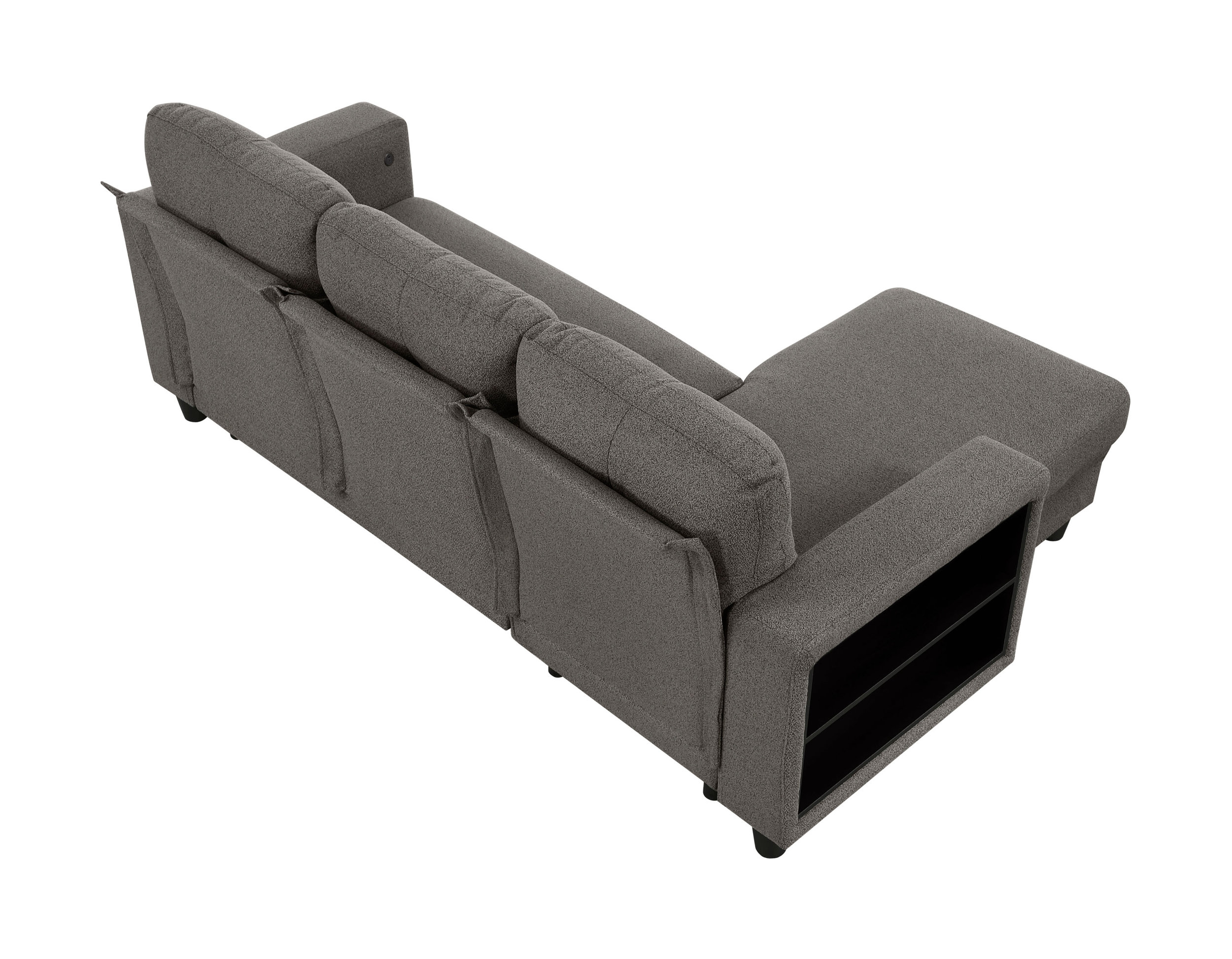 Robinson Boucle Sectional Sofa with Reversible Chaise, Pull‑out Bed, Shelves & Charging Ports