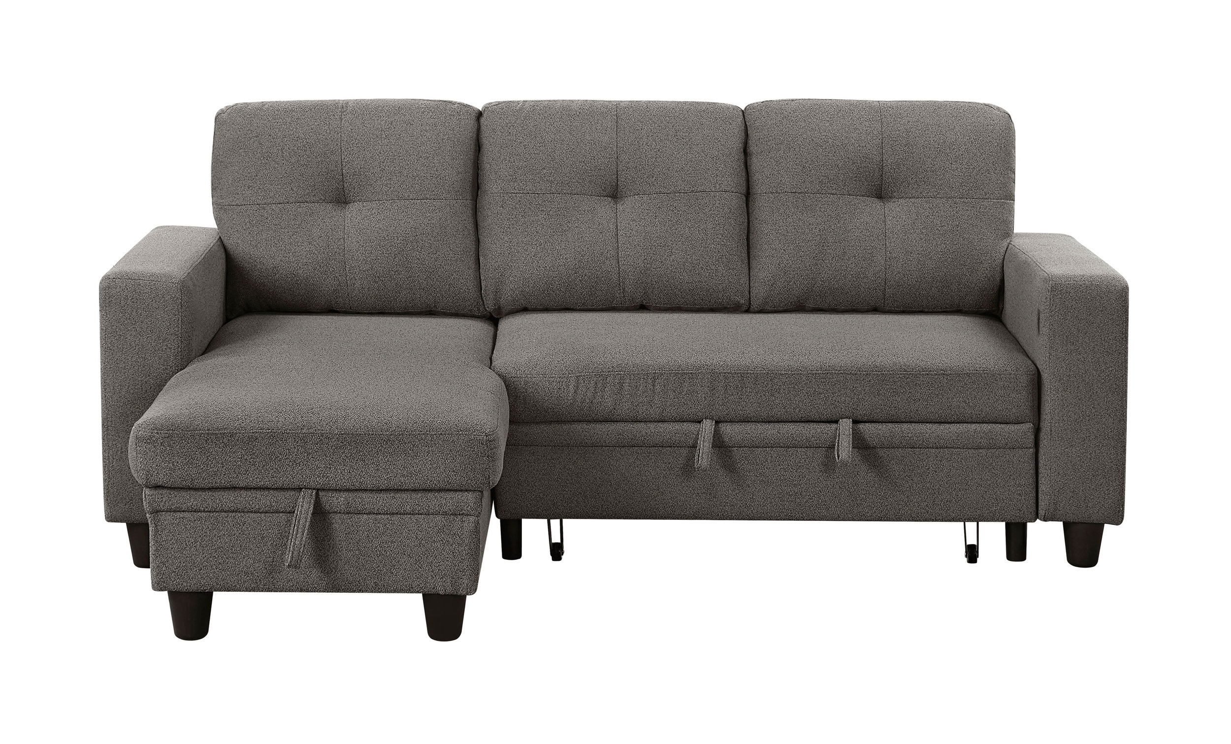 Robinson Boucle Sectional Sofa with Reversible Chaise, Pull‑out Bed, Shelves & Charging Ports