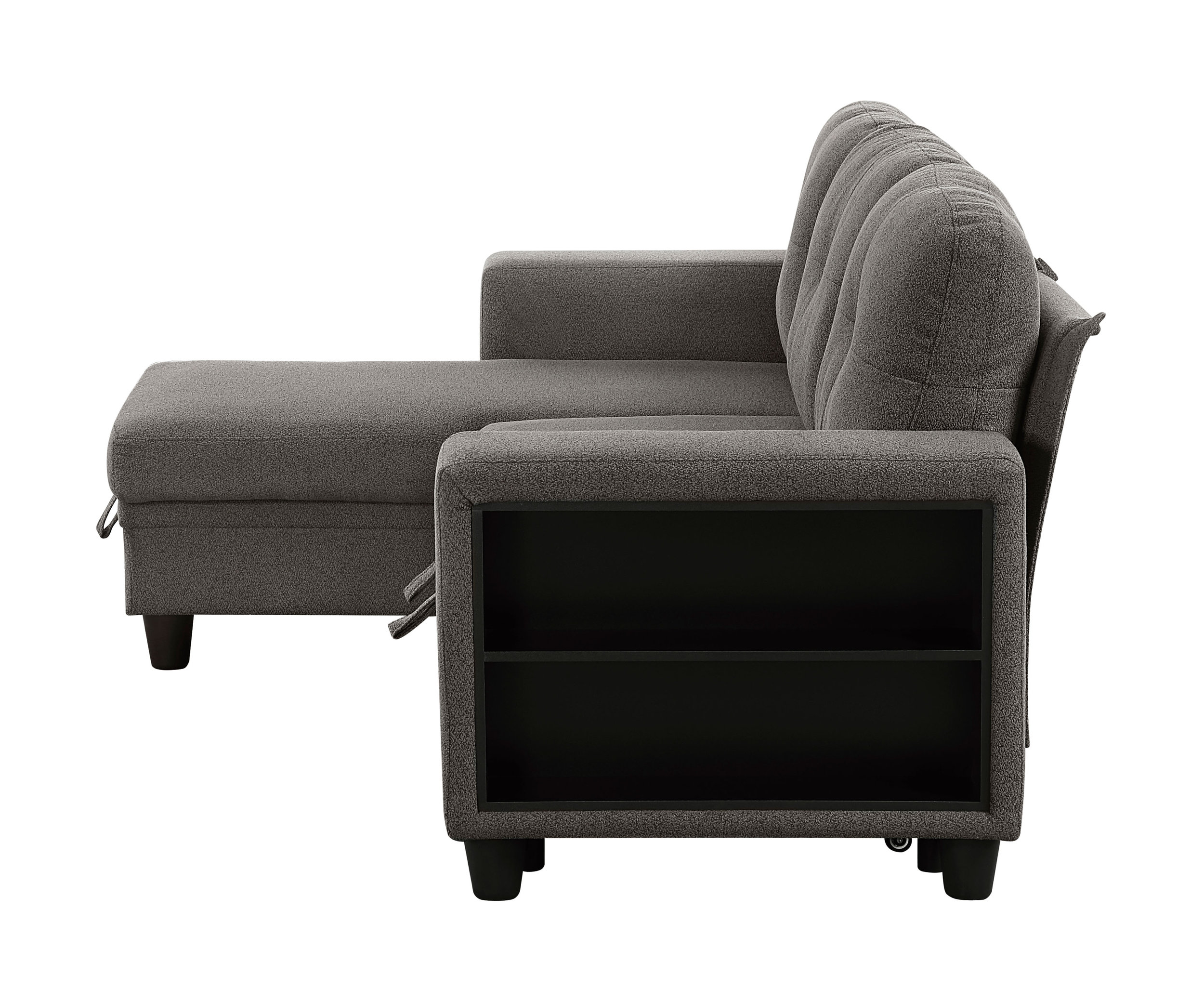 Robinson Boucle Sectional Sofa with Reversible Chaise, Pull‑out Bed, Shelves & Charging Ports