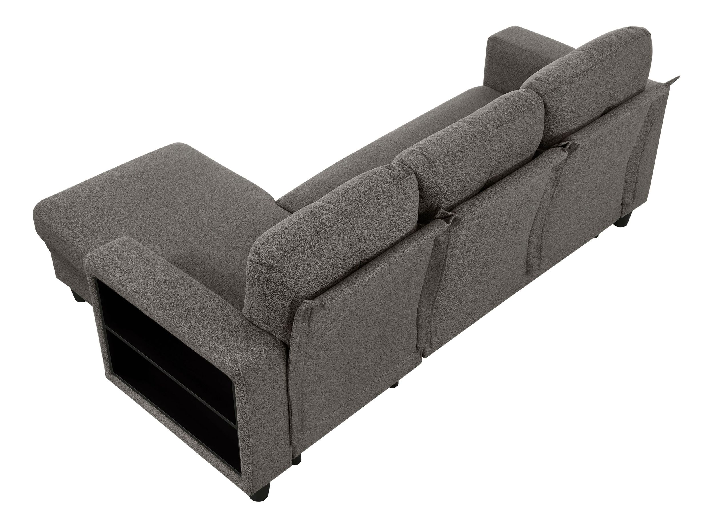 Robinson Boucle Sectional Sofa with Reversible Chaise, Pull‑out Bed, Shelves & Charging Ports