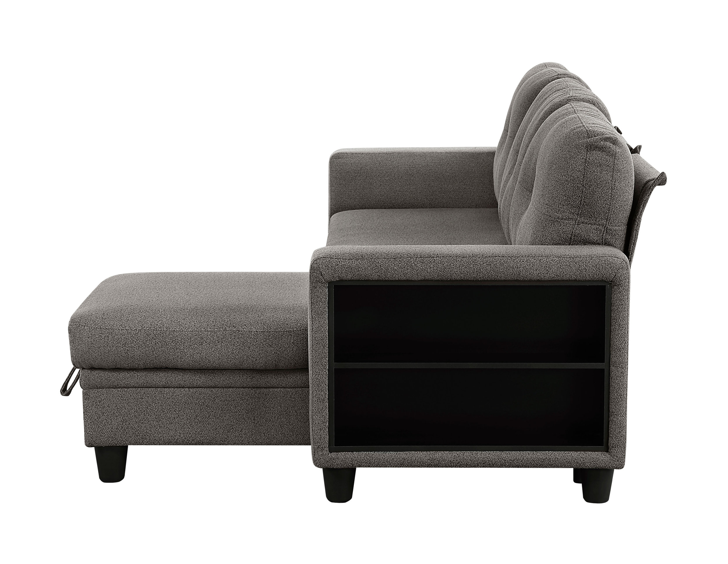 Robinson Boucle Sectional Sofa with Reversible Chaise, Pull‑out Bed, Shelves & Charging Ports