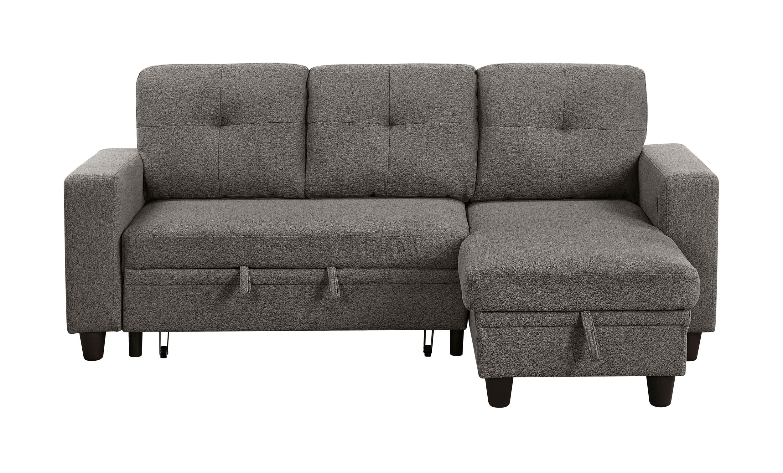 Robinson Boucle Sectional Sofa with Reversible Chaise, Pull‑out Bed, Shelves & Charging Ports