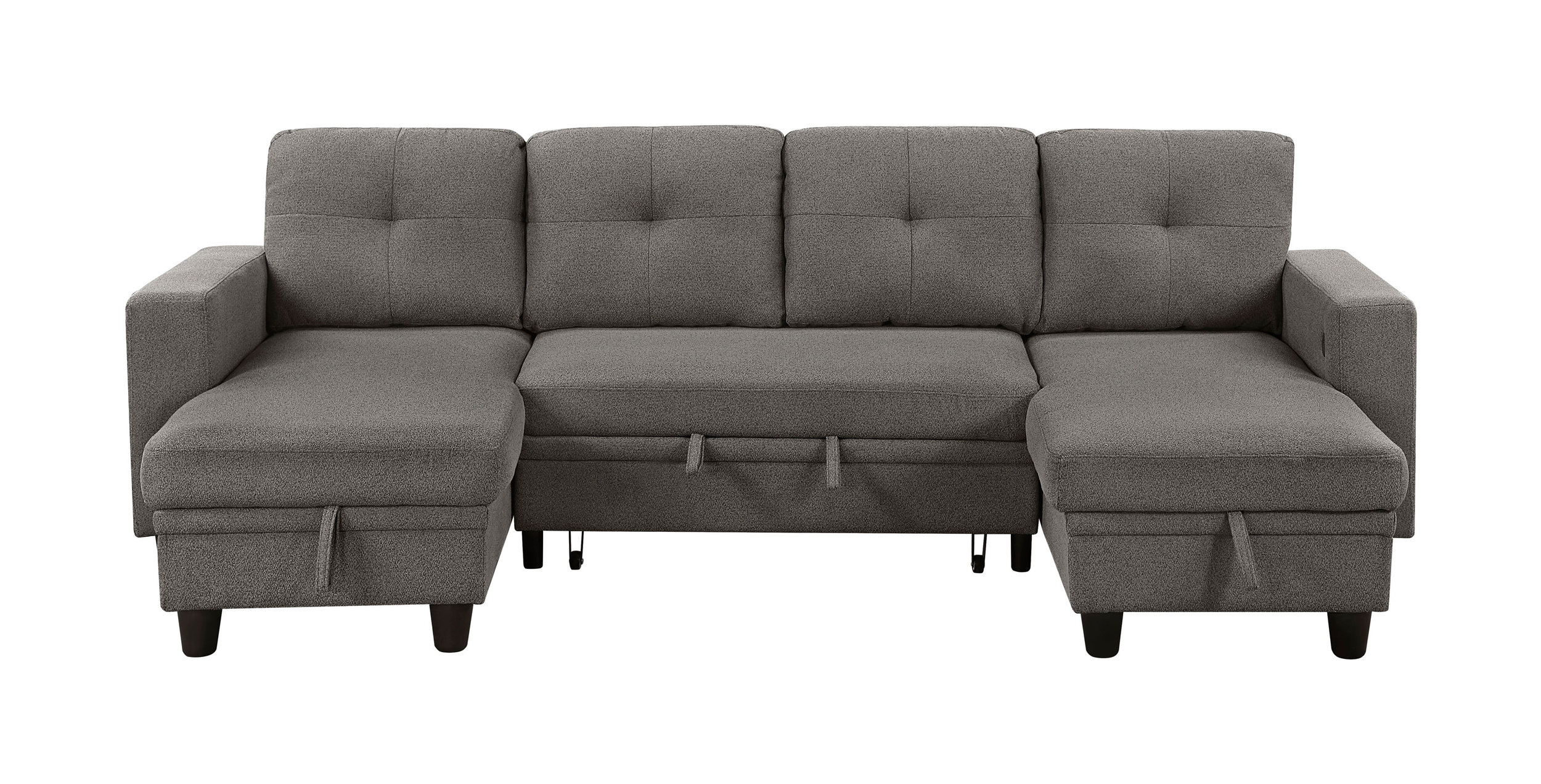Robinson Boucle Double Chaise Sectional with Pull‑out Bed, Shelves & Charging Ports