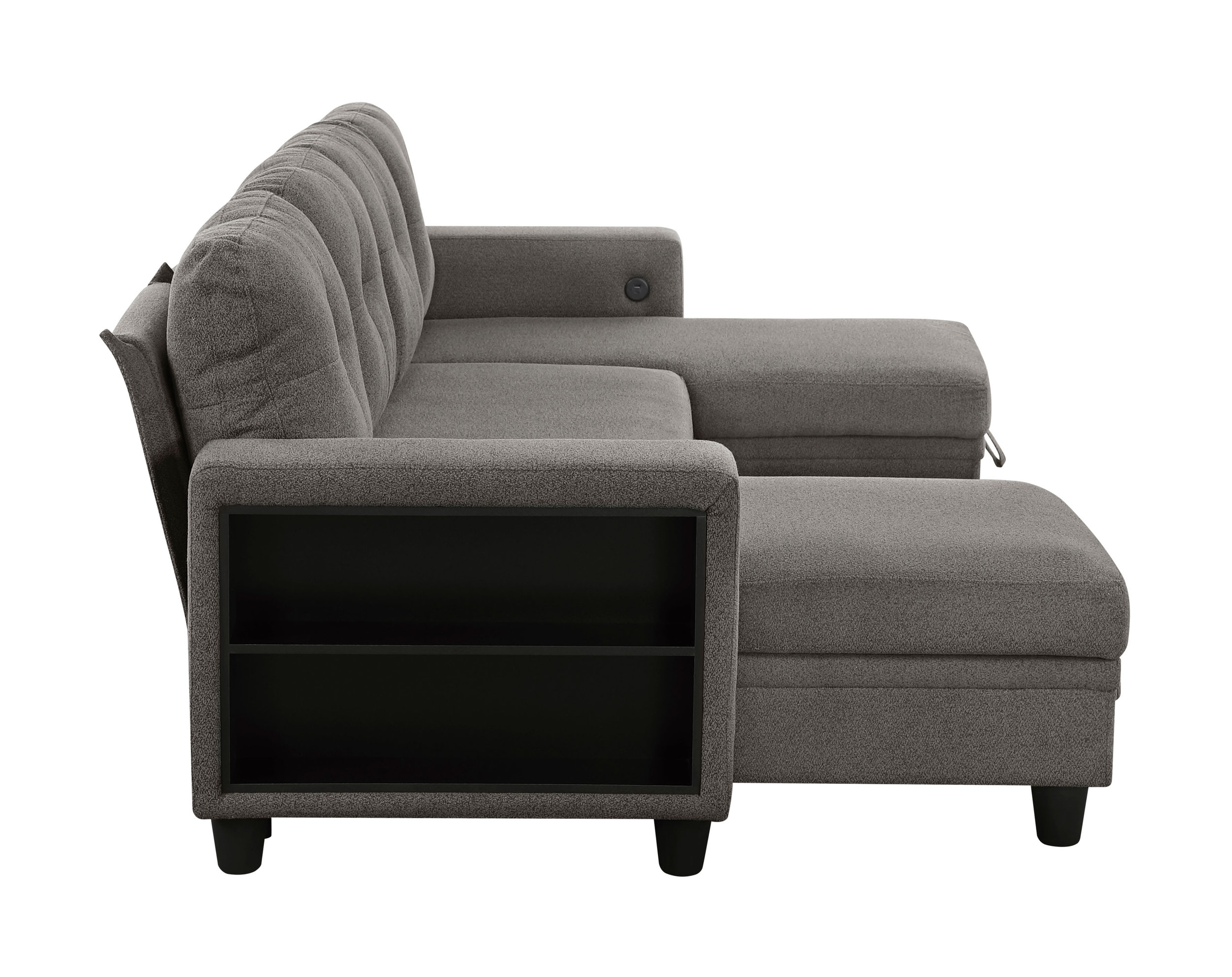 Robinson Boucle Double Chaise Sectional with Pull‑out Bed, Shelves & Charging Ports