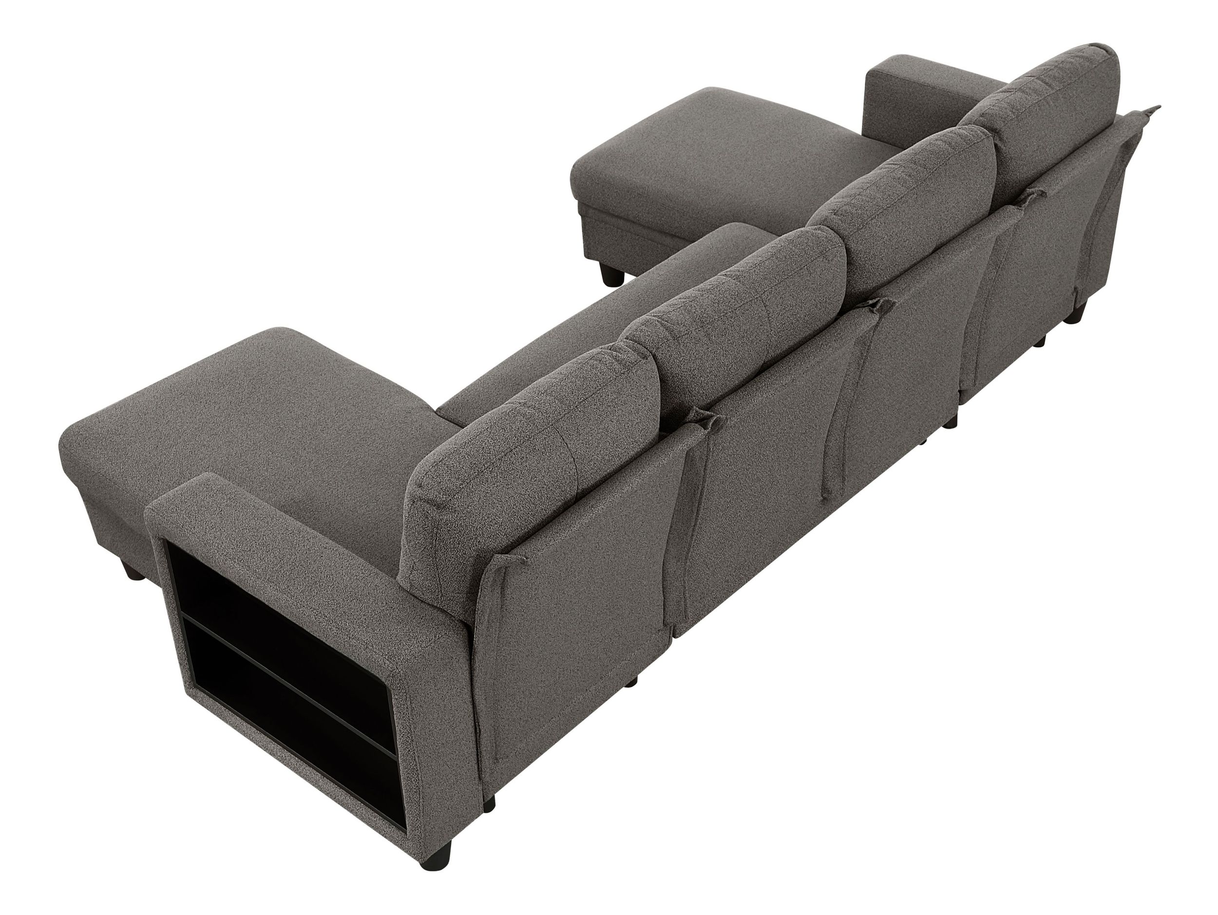 Robinson Boucle Double Chaise Sectional with Pull‑out Bed, Shelves & Charging Ports
