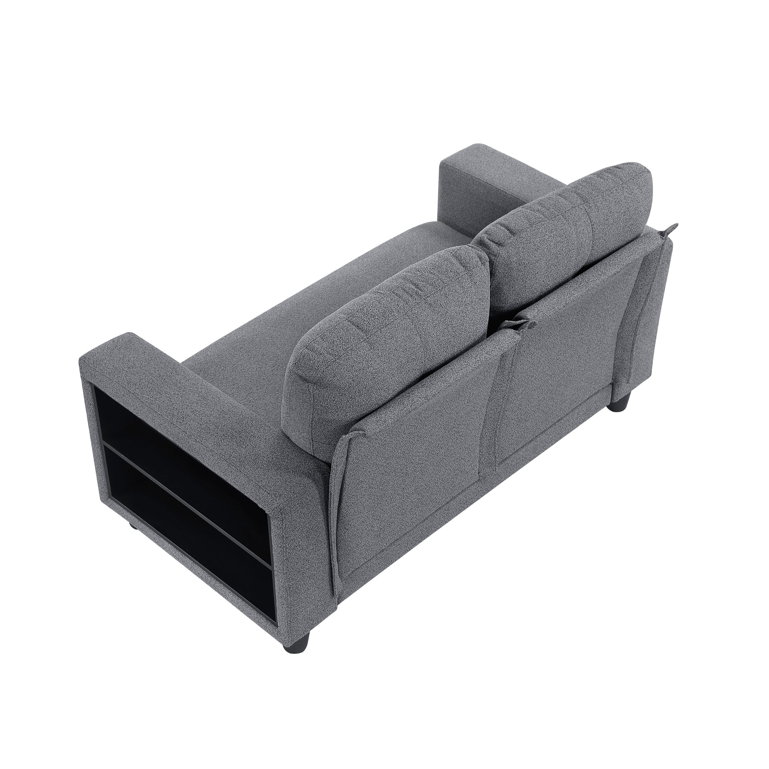 Robinson Boucle Loveseat with Pull‑out Bed, Shelves & Charging Ports