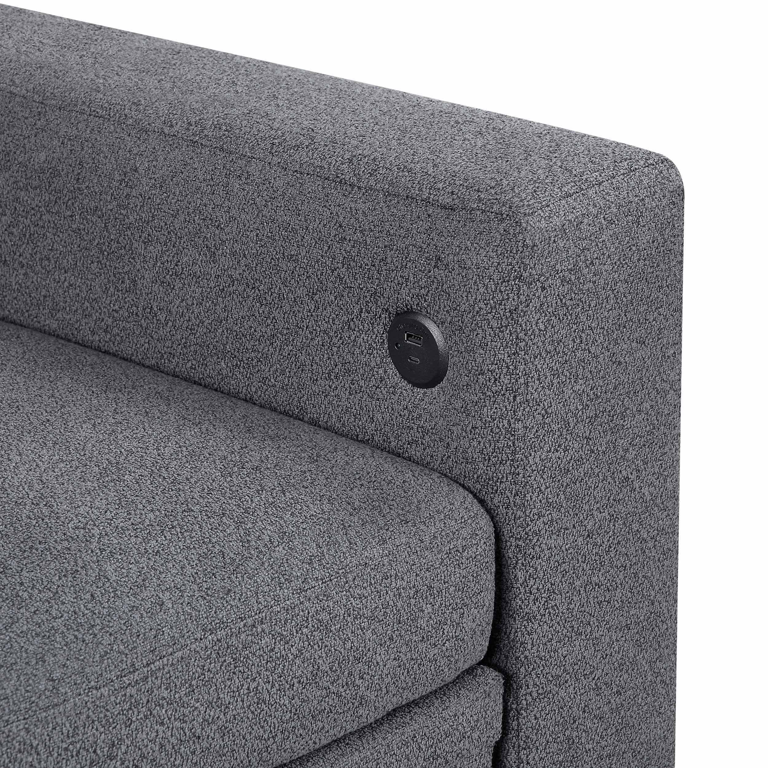Robinson Boucle Double Chaise Sectional with Pull‑out Bed, Shelves & Charging Ports