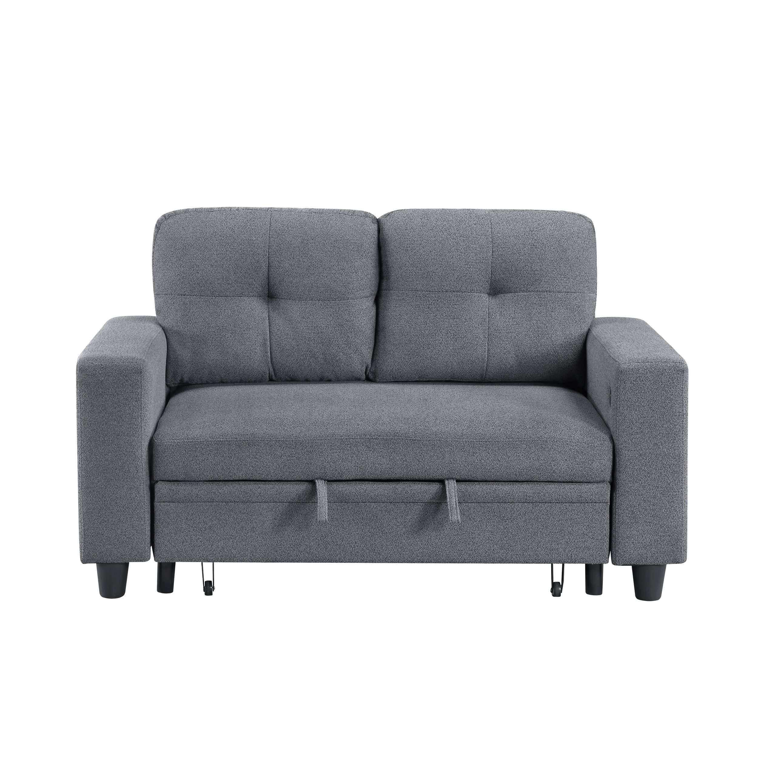 Robinson Boucle Loveseat with Pull‑out Bed, Shelves & Charging Ports