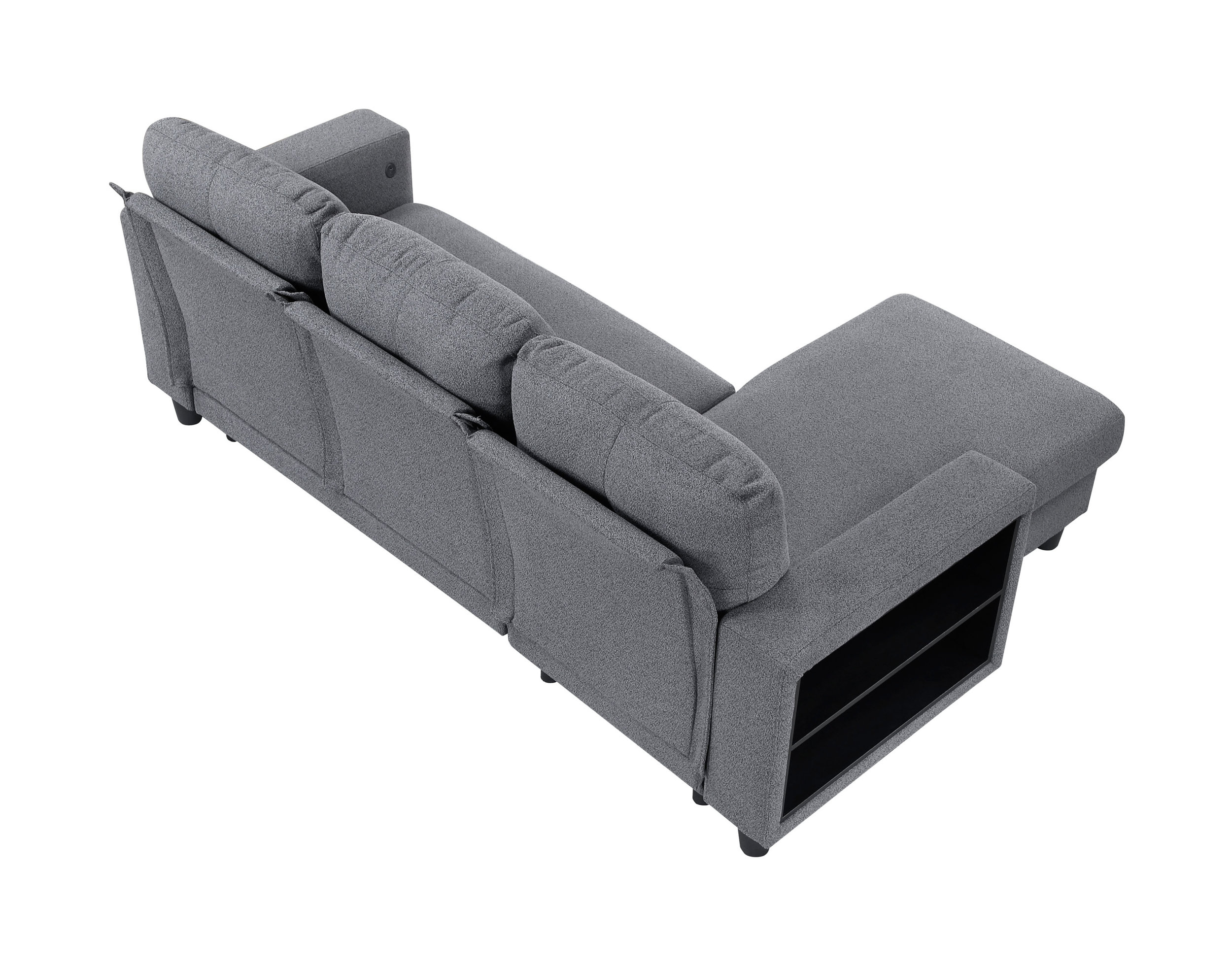 Robinson Boucle Sectional Sofa with Reversible Chaise, Pull‑out Bed, Shelves & Charging Ports