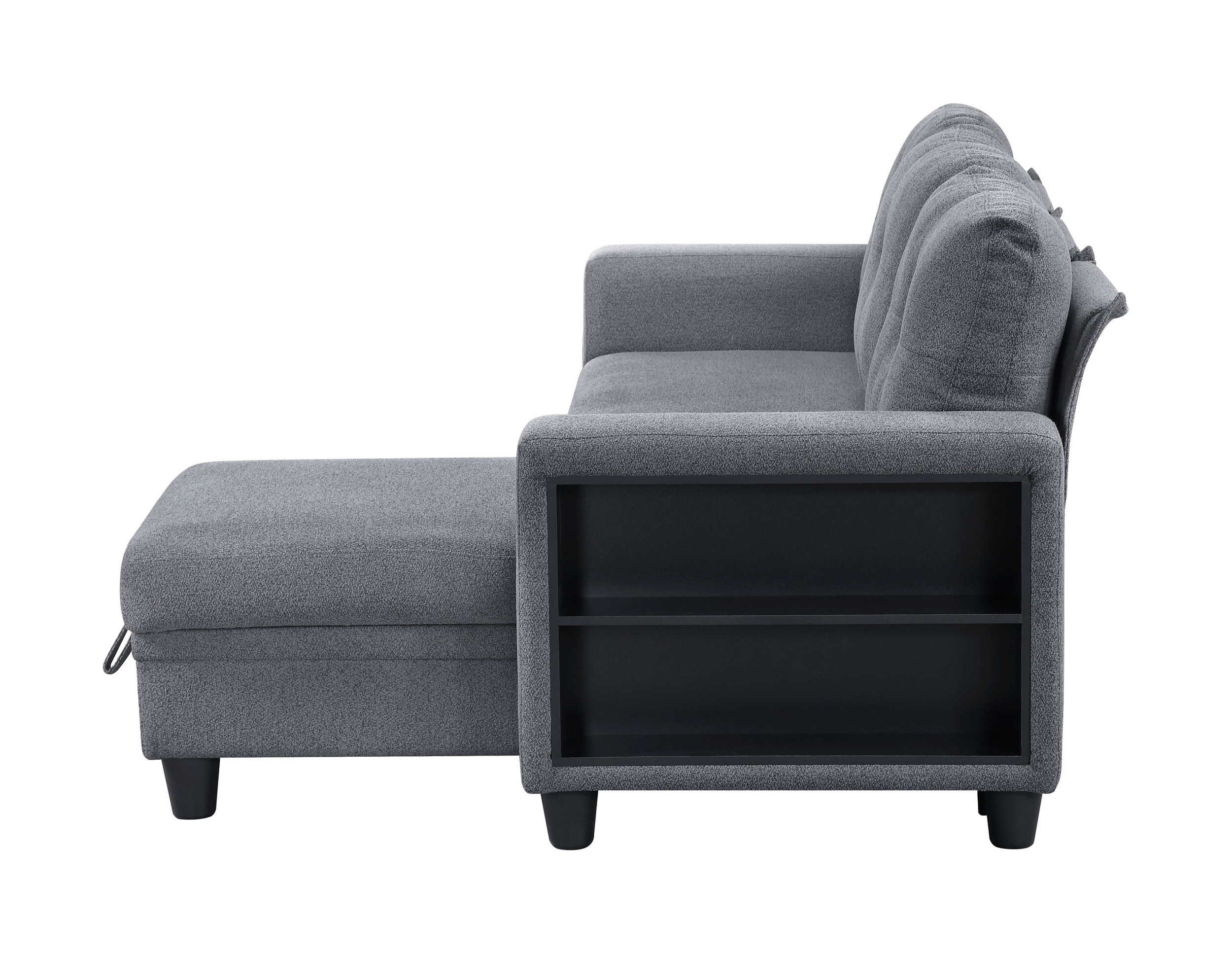 Robinson Boucle Sectional Sofa with Reversible Chaise, Pull‑out Bed, Shelves & Charging Ports