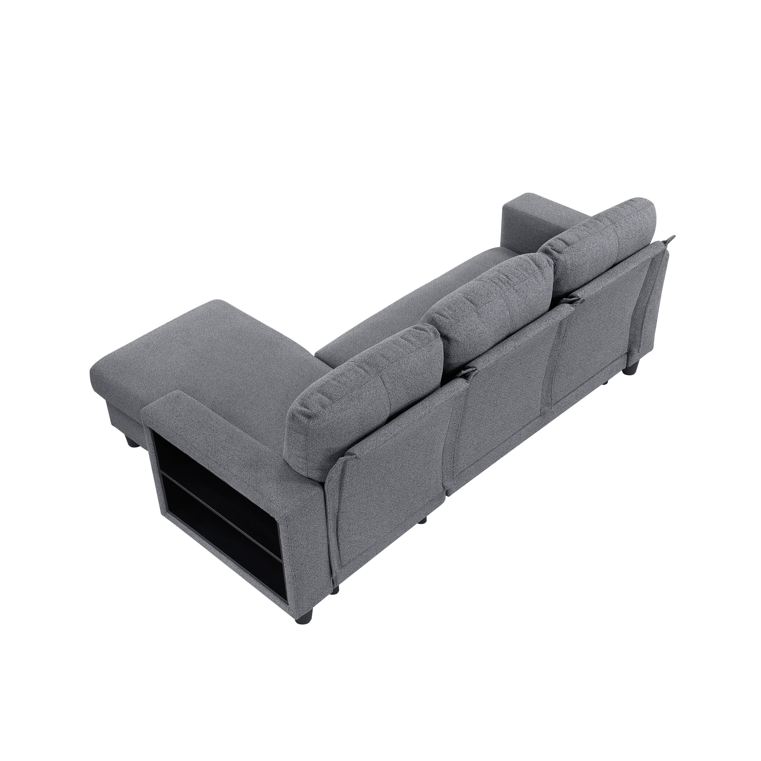 Robinson Boucle Sectional Sofa with Reversible Chaise, Pull‑out Bed, Shelves & Charging Ports