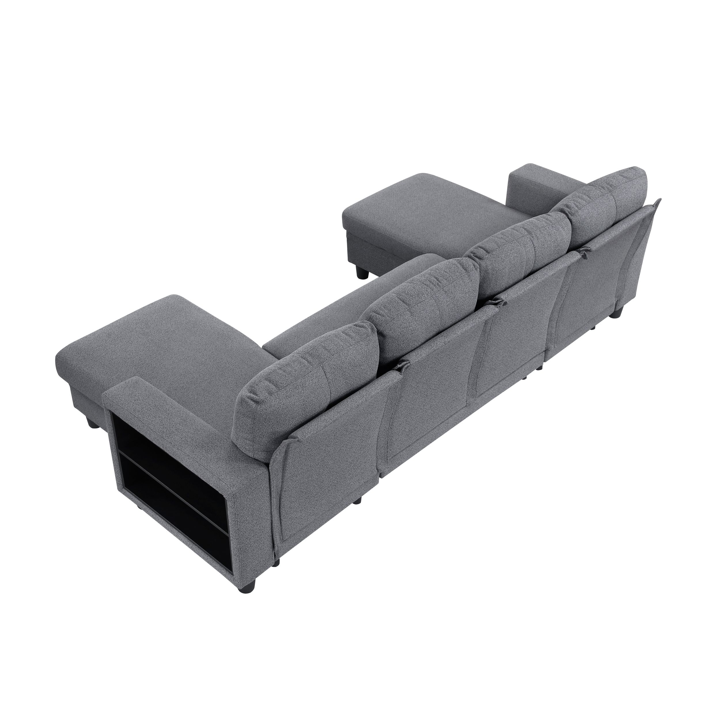 Robinson Boucle Double Chaise Sectional with Pull‑out Bed, Shelves & Charging Ports