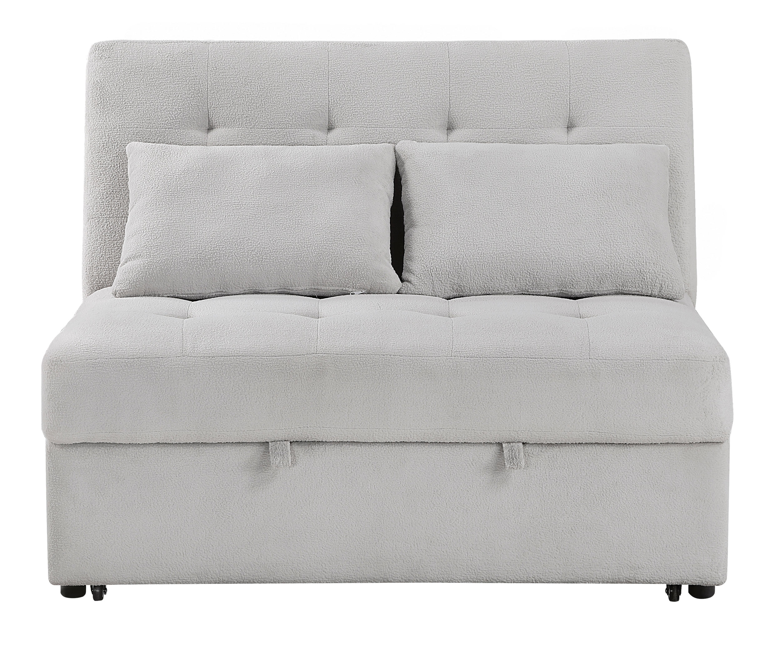 Desmond Polyester Convertible Armless 2‑Seater with Pull‑out Bed & Charging Ports