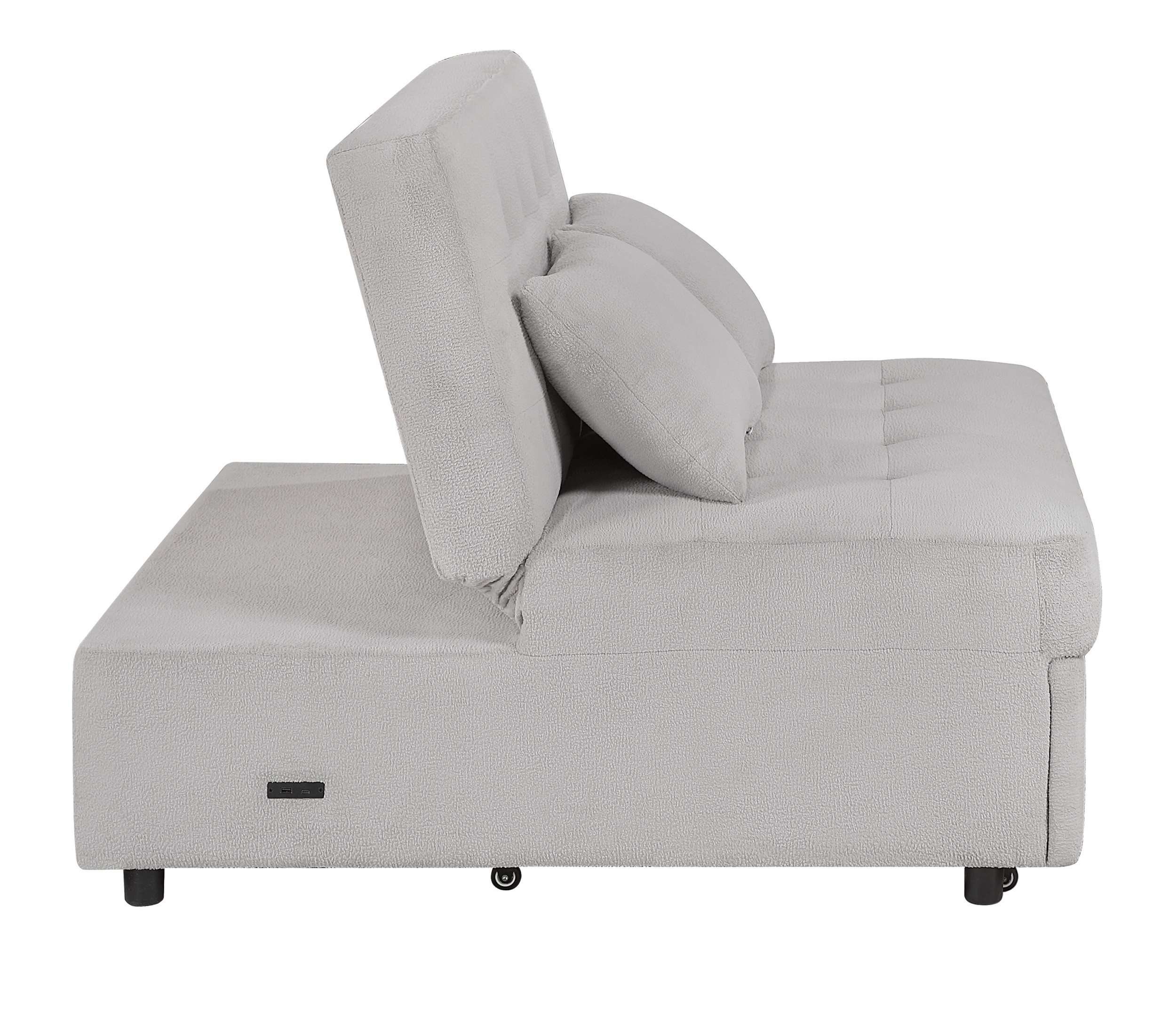 Desmond Polyester Convertible Armless 2‑Seater with Pull‑out Bed & Charging Ports