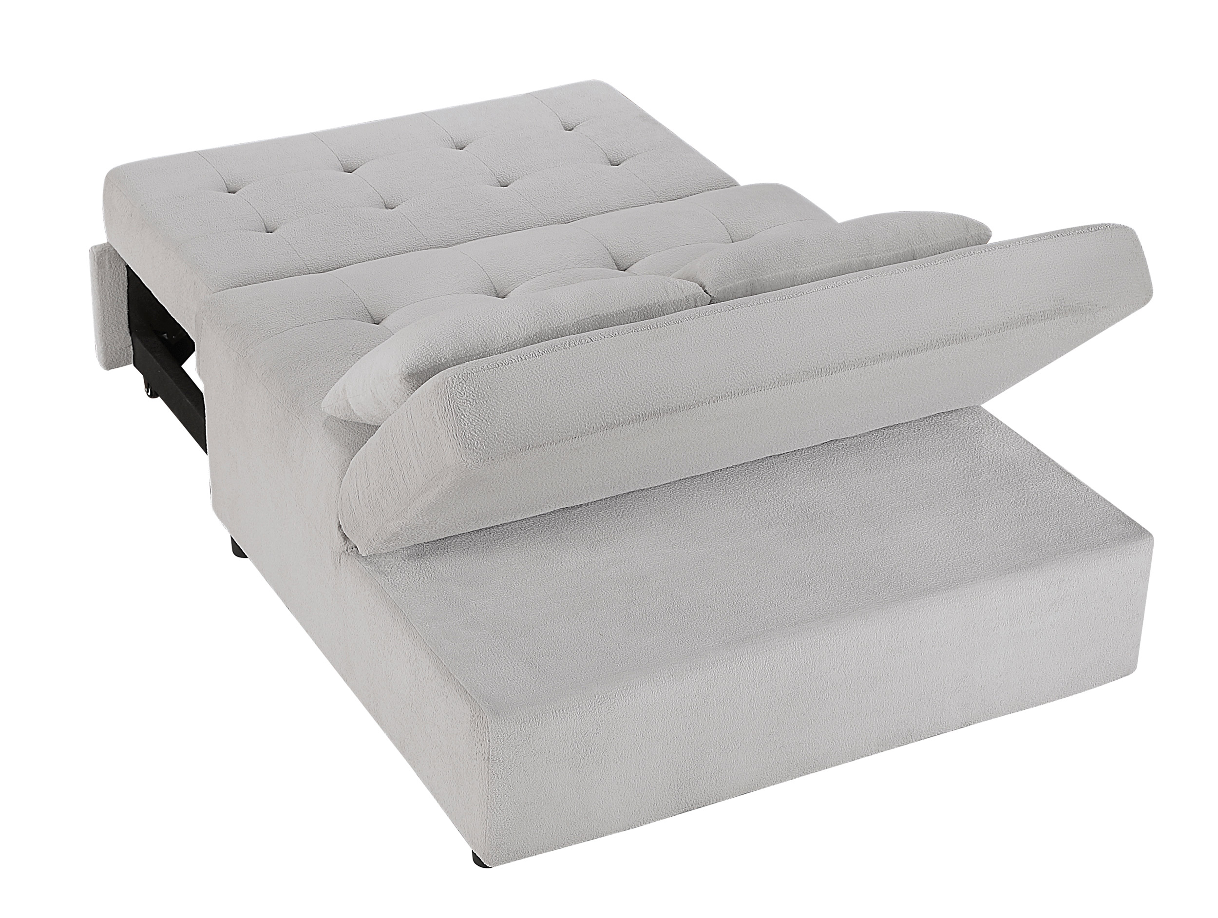 Desmond Polyester Convertible Armless 2‑Seater with Pull‑out Bed & Charging Ports