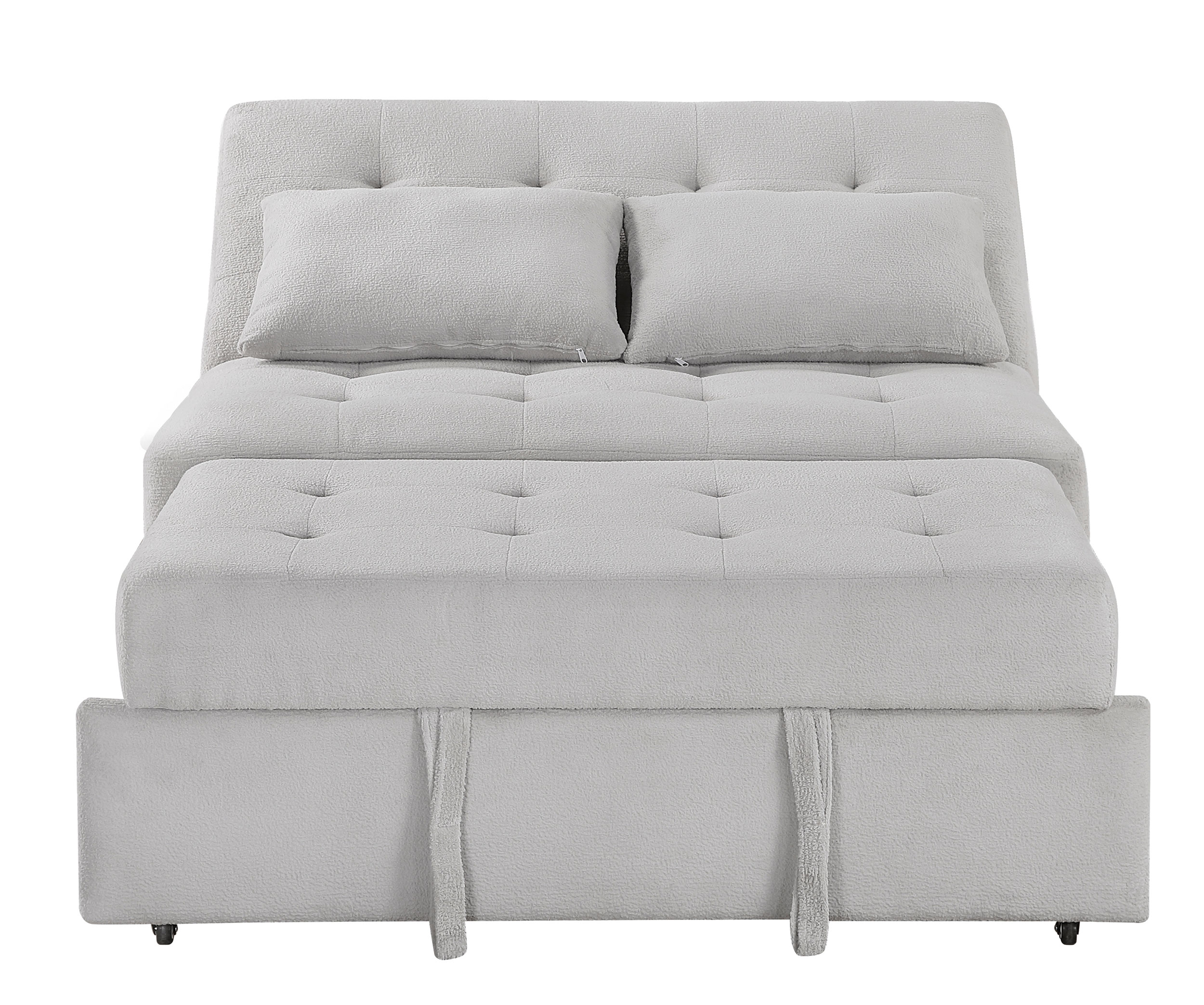 Desmond Polyester Convertible Armless 2‑Seater with Pull‑out Bed & Charging Ports