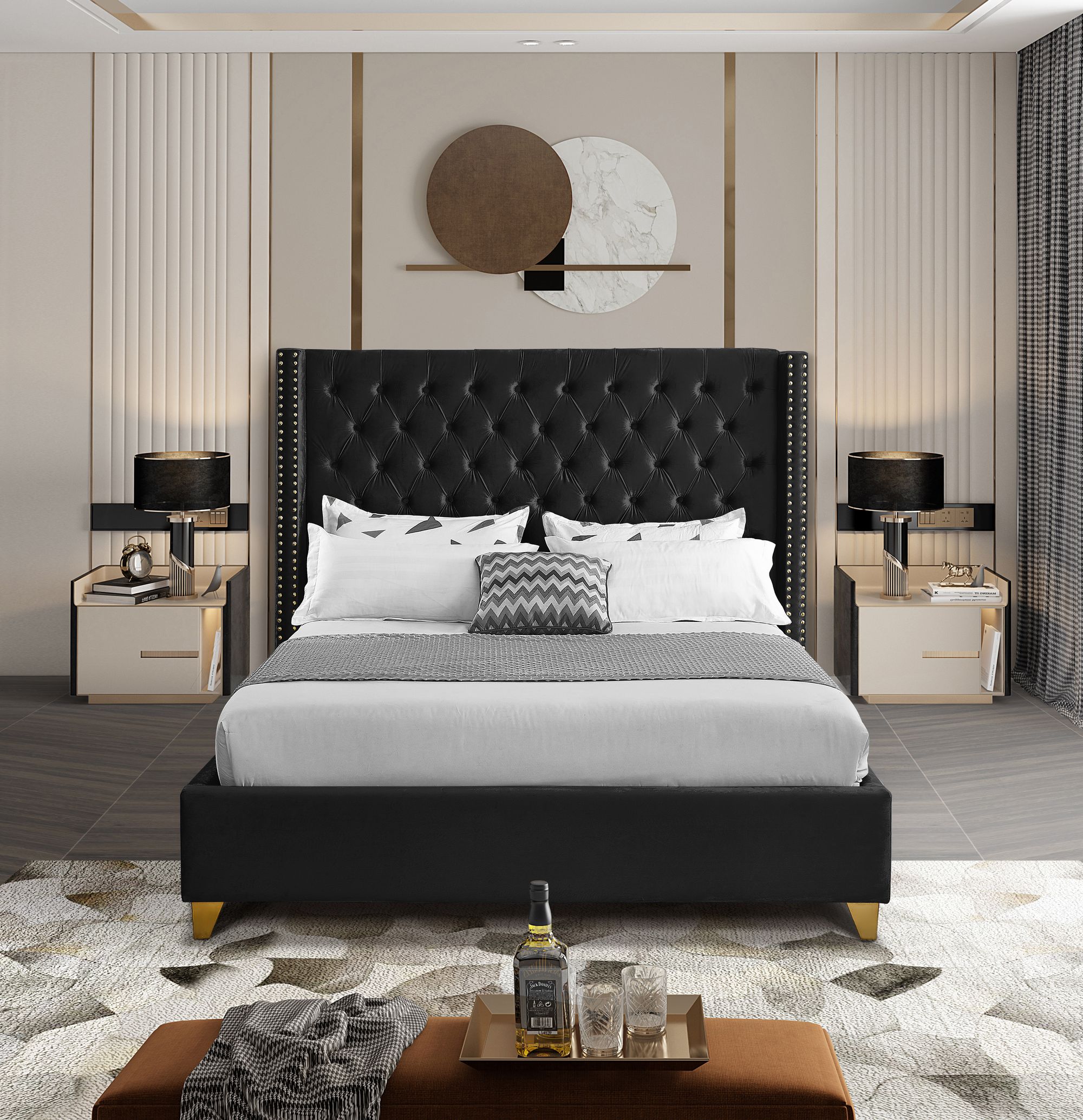 Barolo Velvet King Size Bed