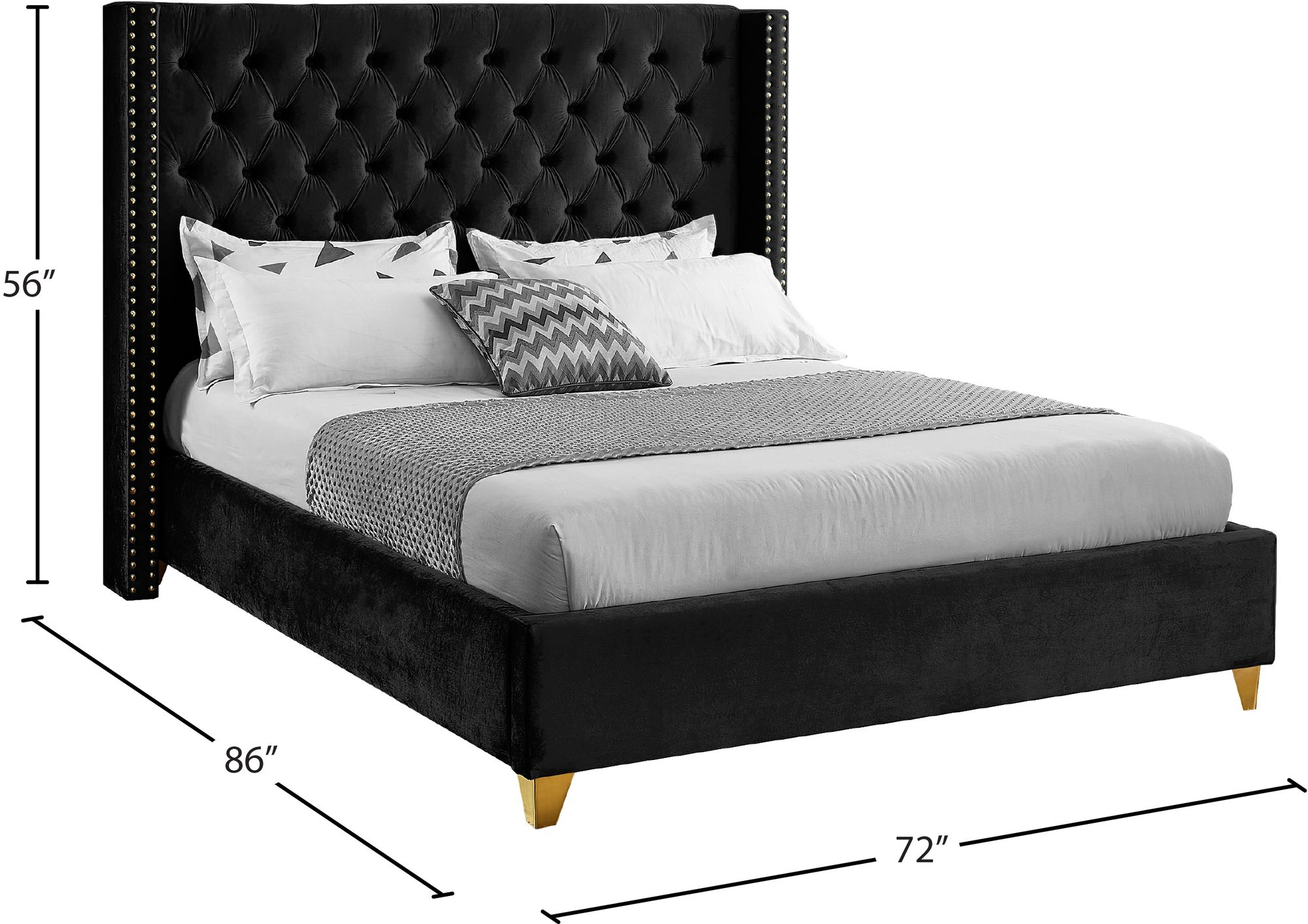 Barolo Velvet Queen Size Bed