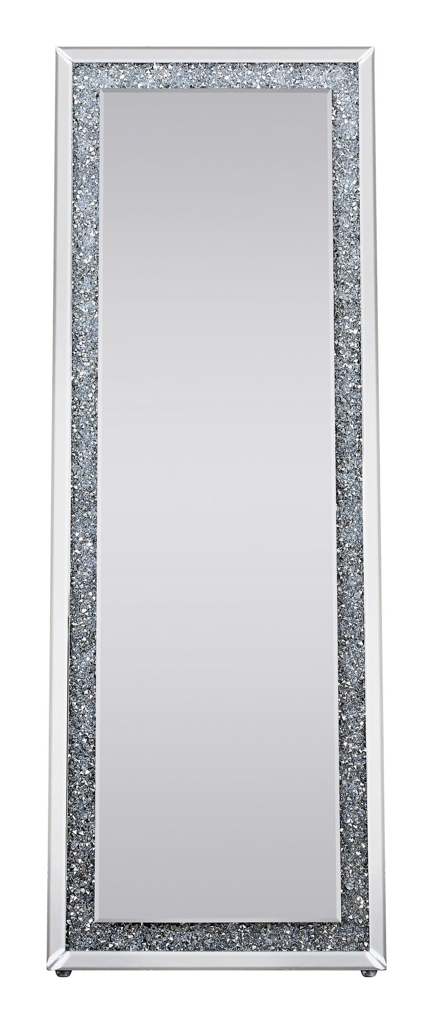 Noralie 97156 Mirrored/Faux Diamonds Accent Floor Mirror