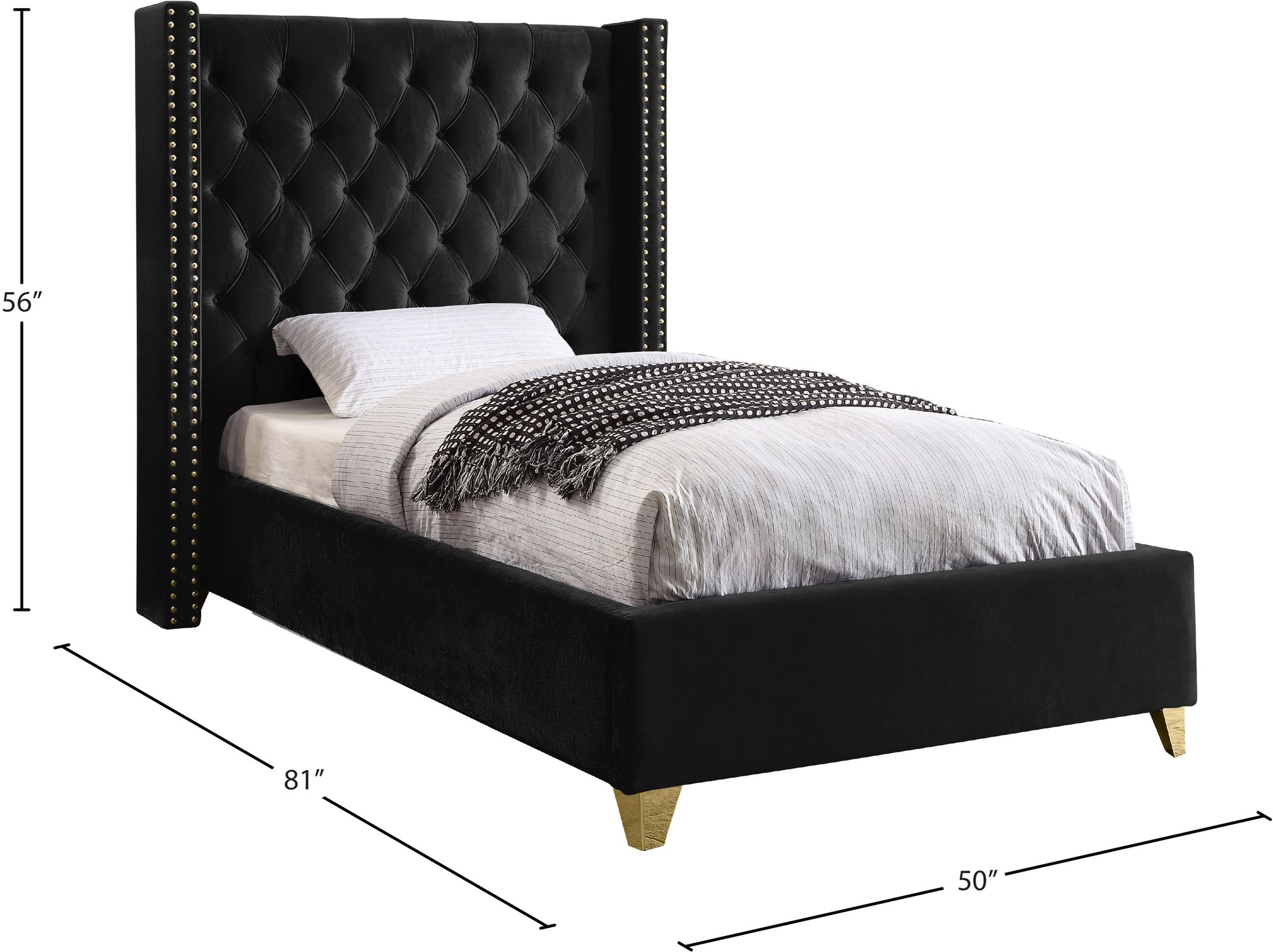 Barolo Velvet Twin Size Bed