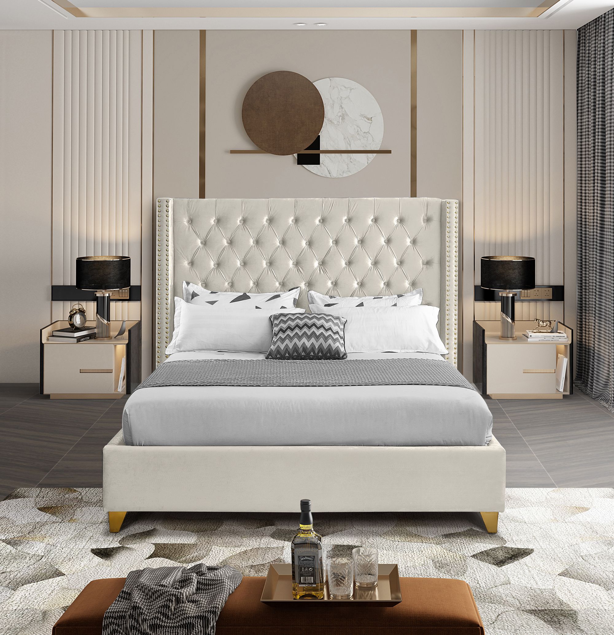 Barolo Velvet King Size Bed