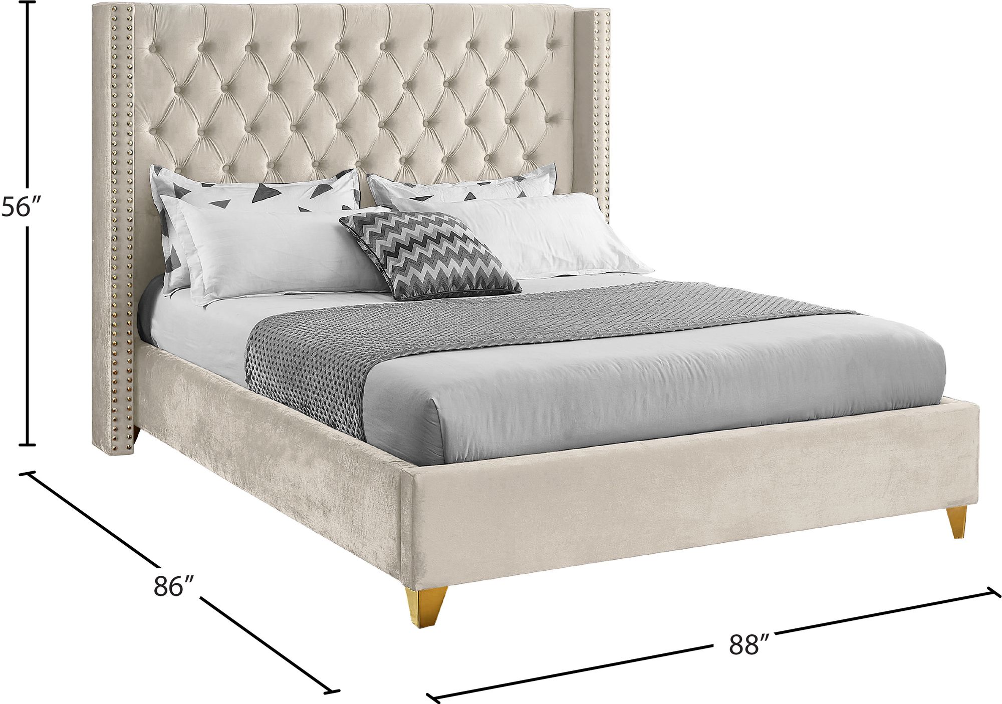 Barolo Velvet King Size Bed