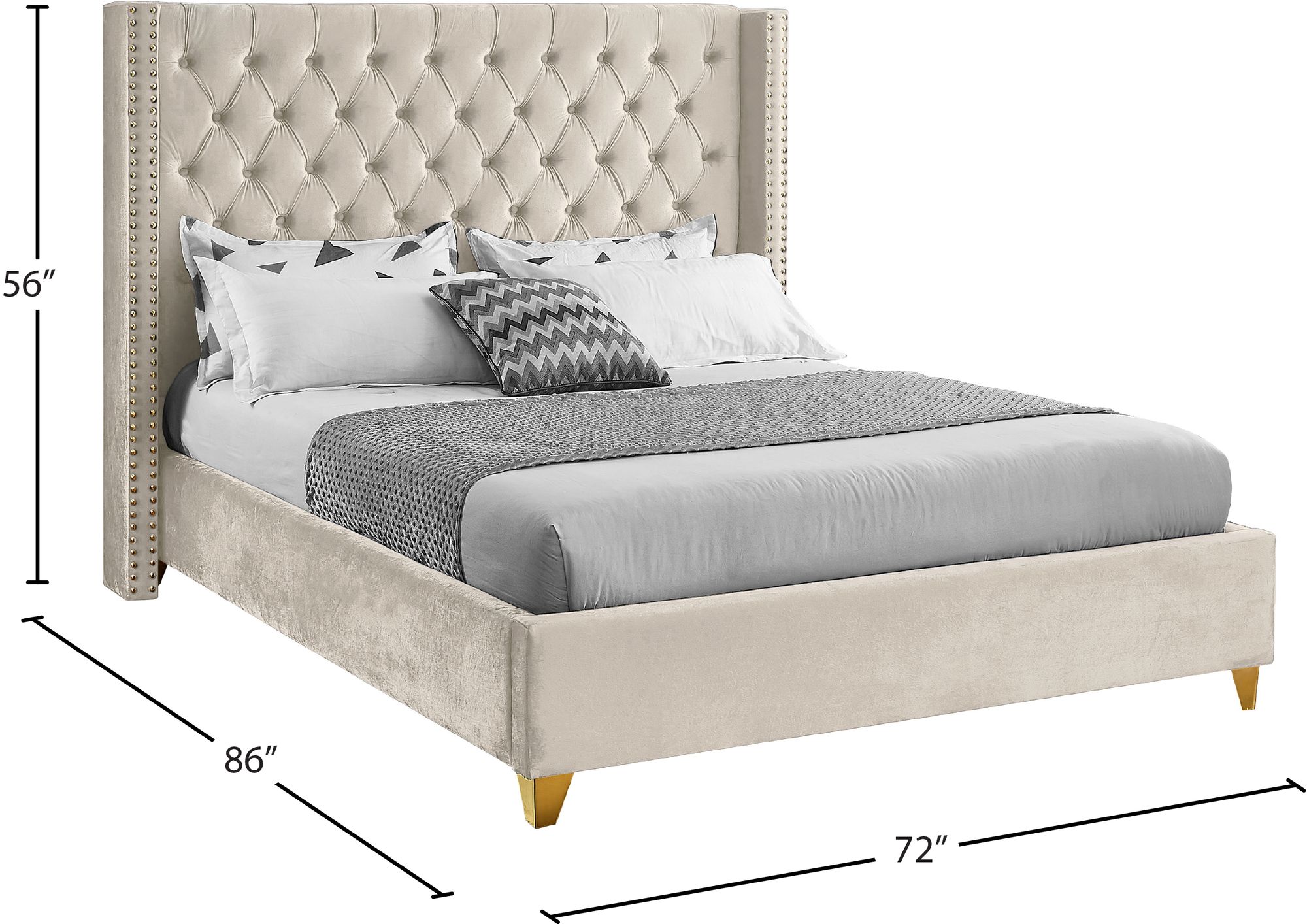 Barolo Velvet Queen Size Bed