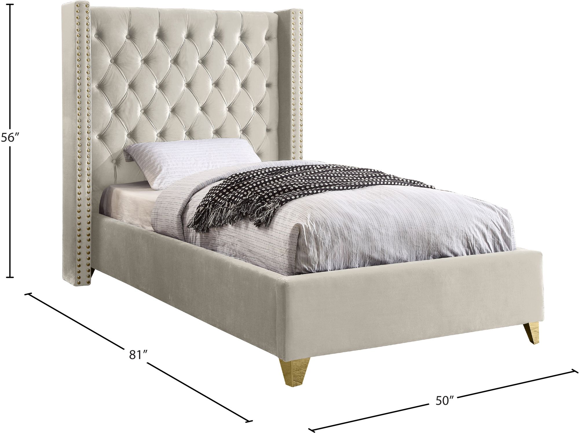 Barolo Velvet Twin Size Bed