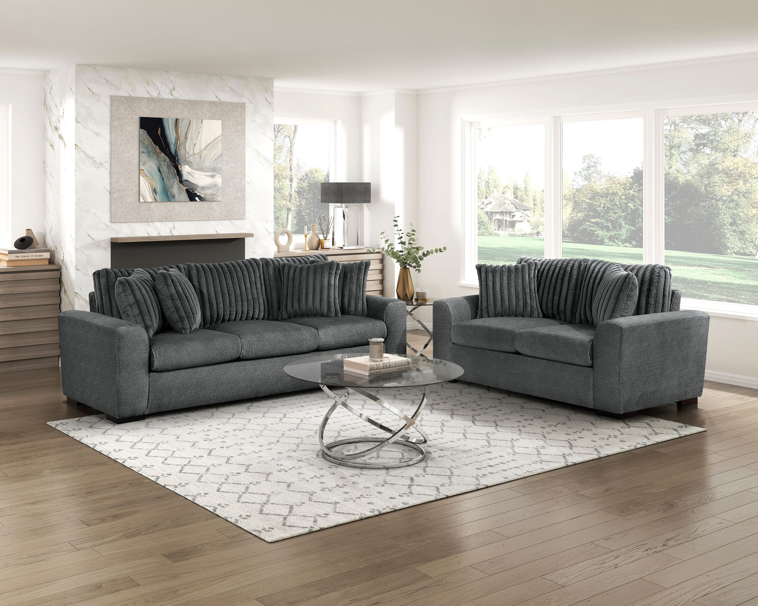 Athena Polyester Living Room Set