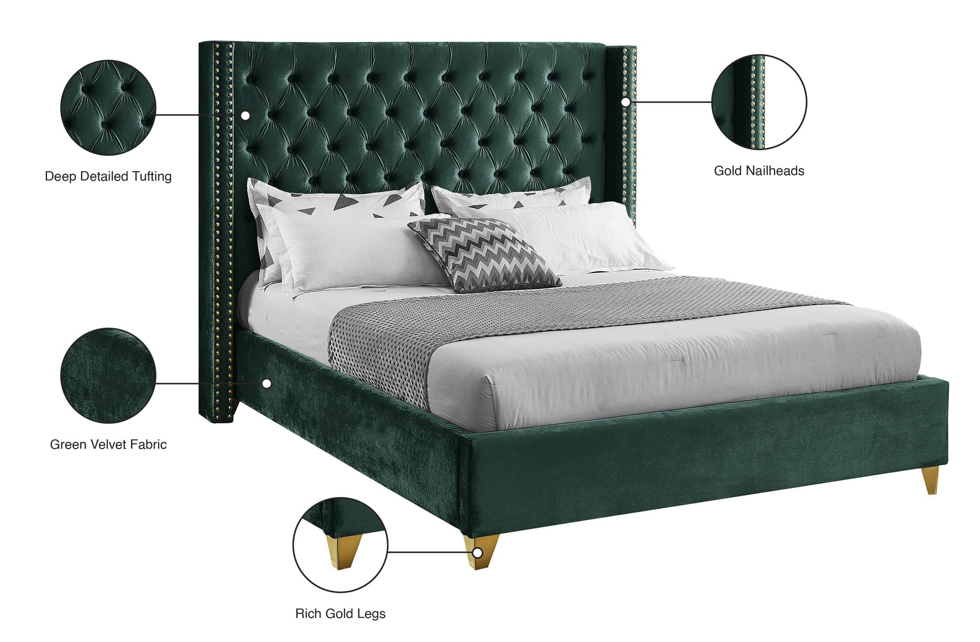 Barolo Velvet Full Size Bed