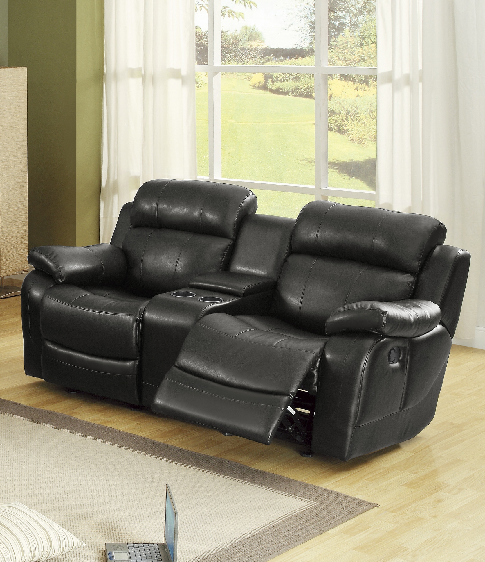 Marille Leatherette Double Glider Reclining Loveseat