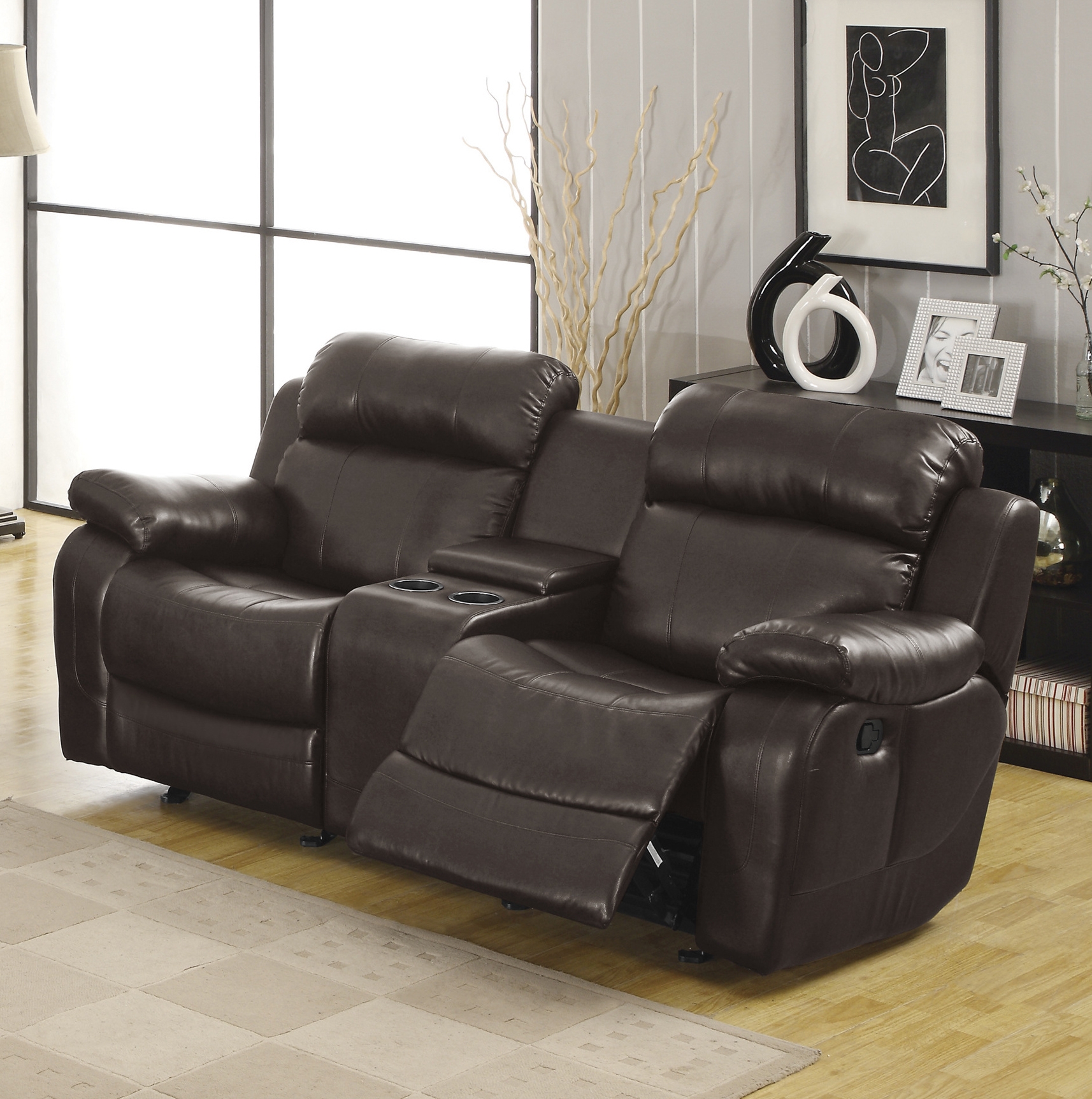 Marille Leatherette Double Glider Reclining Loveseat