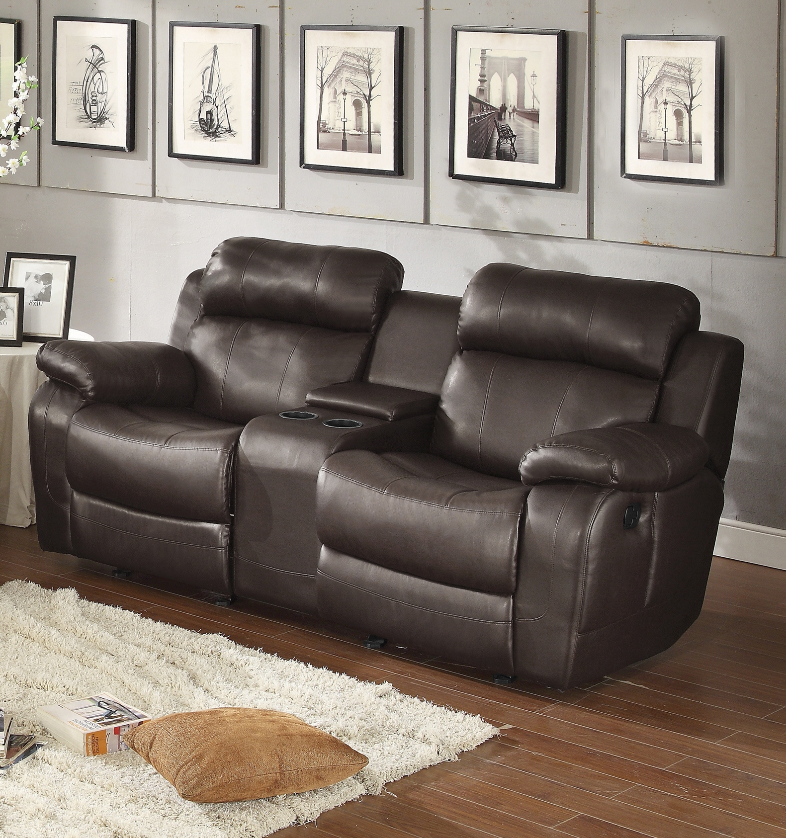 Marille Leatherette Double Glider Reclining Loveseat