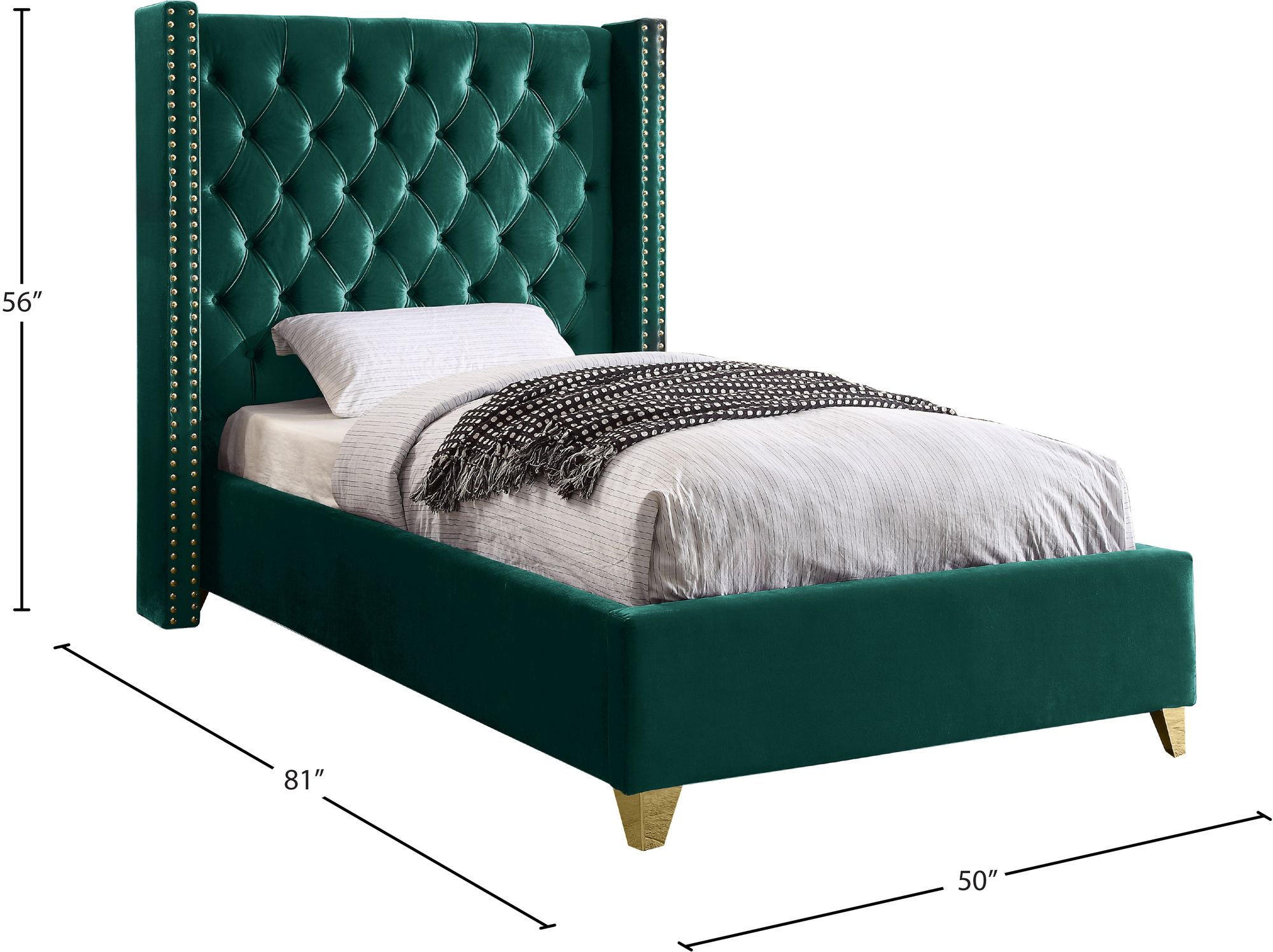 Barolo Velvet Twin Size Bed