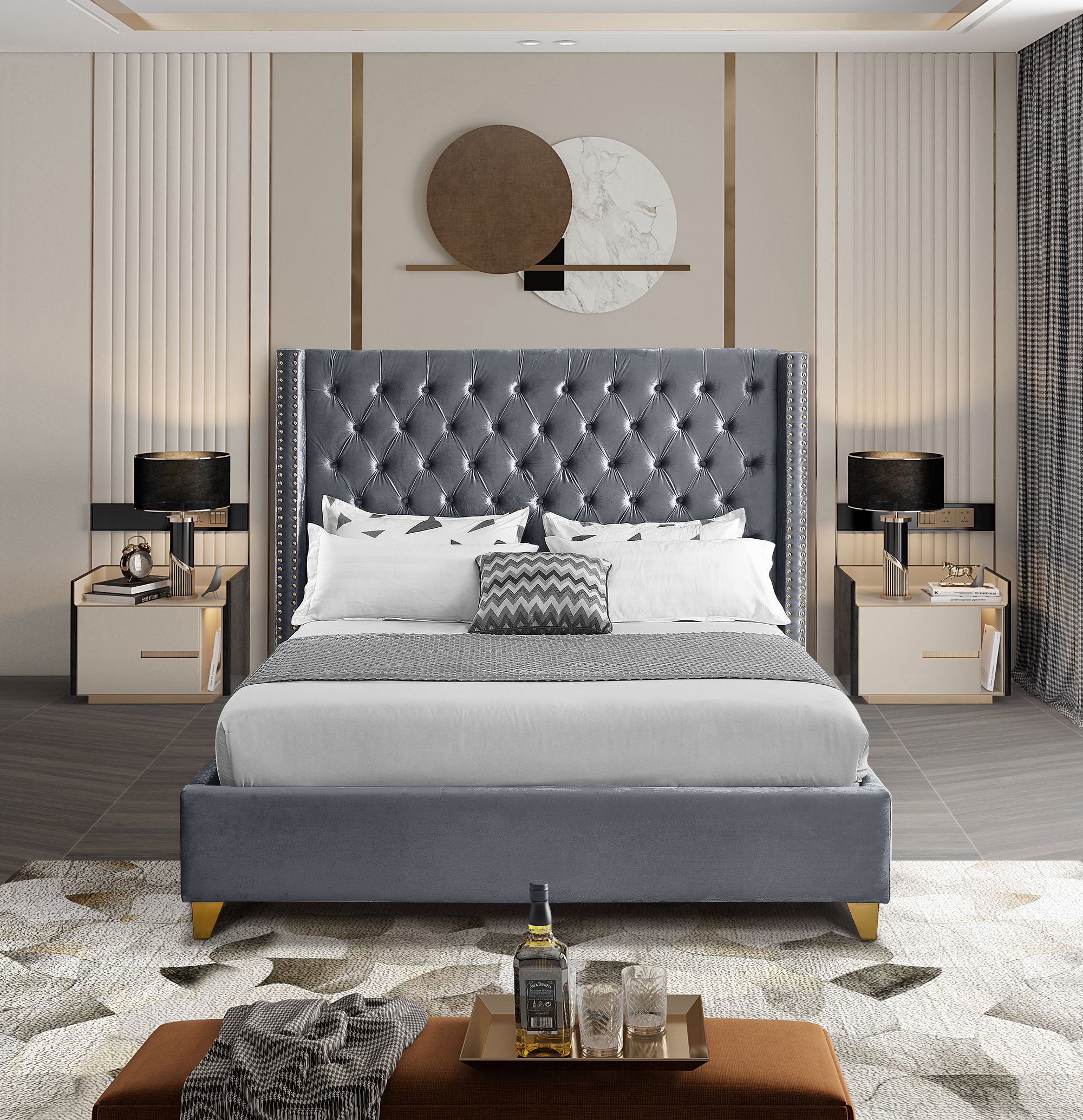 Barolo Velvet Full Size Bed