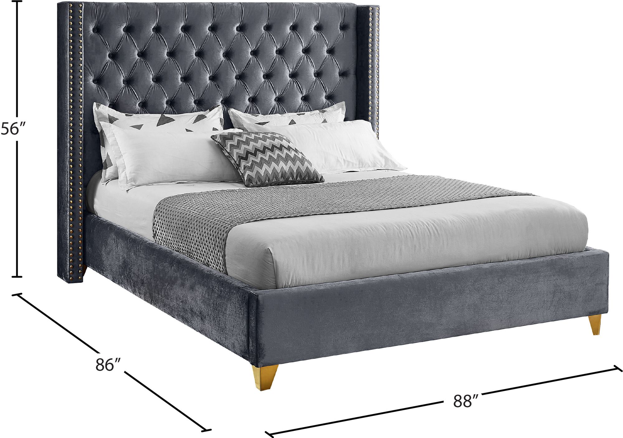 Barolo Velvet King Size Bed