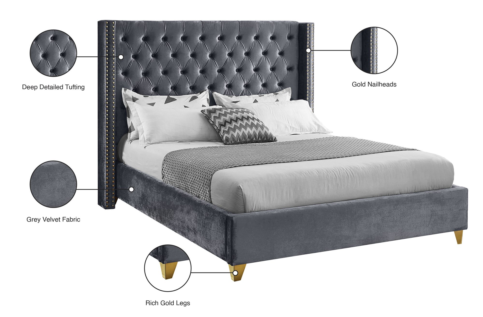 Barolo Velvet King Size Bed