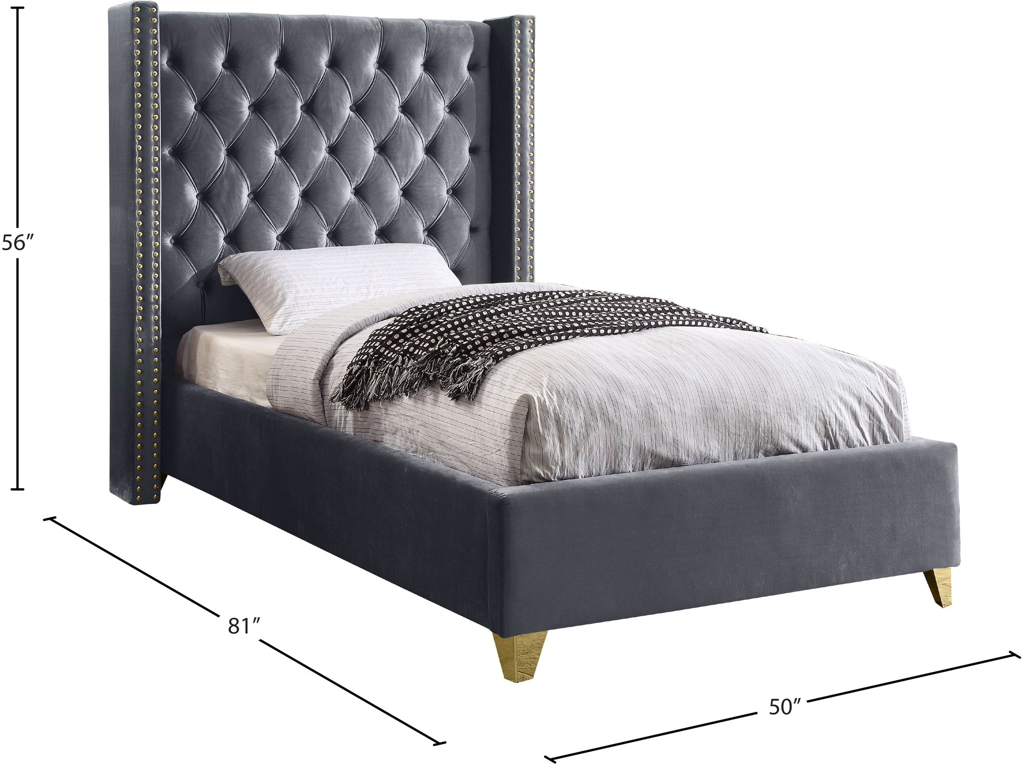 Barolo Velvet Twin Size Bed