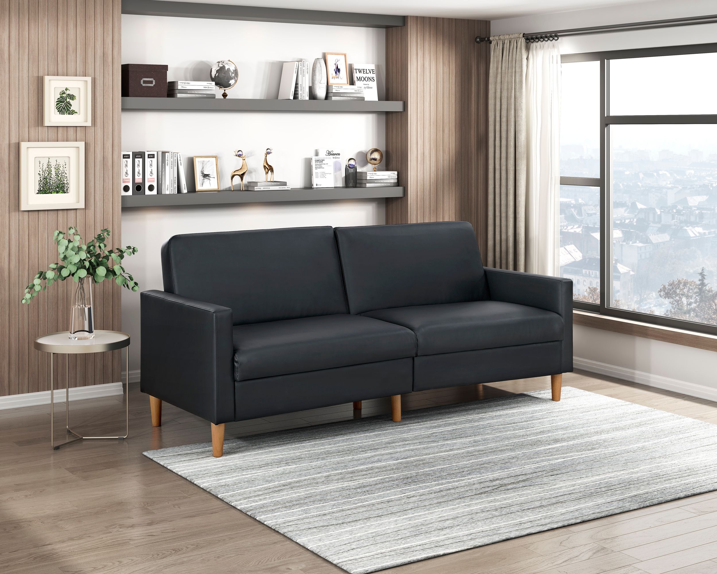 Carlton Faux Leather Convertible Sofa Bed