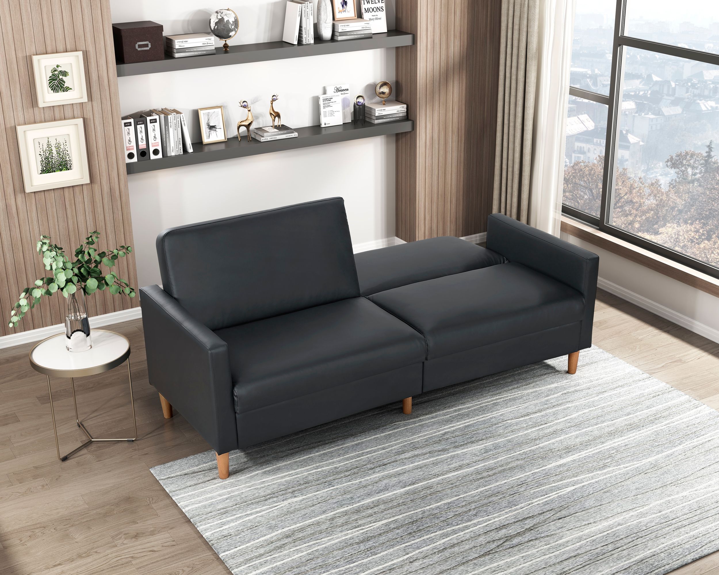 Carlton Faux Leather Convertible Sofa Bed
