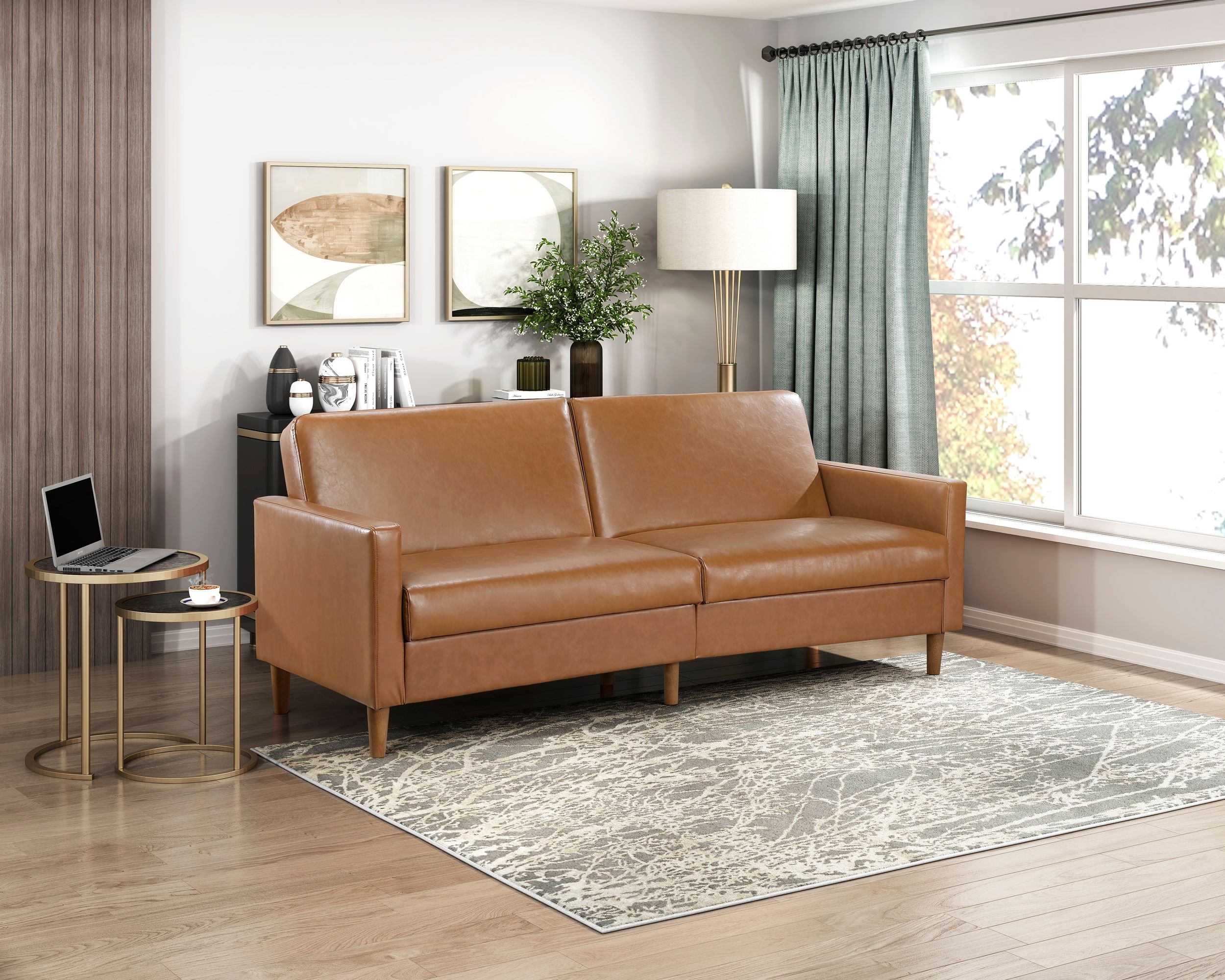 Carlton Faux Leather Convertible Sofa Bed