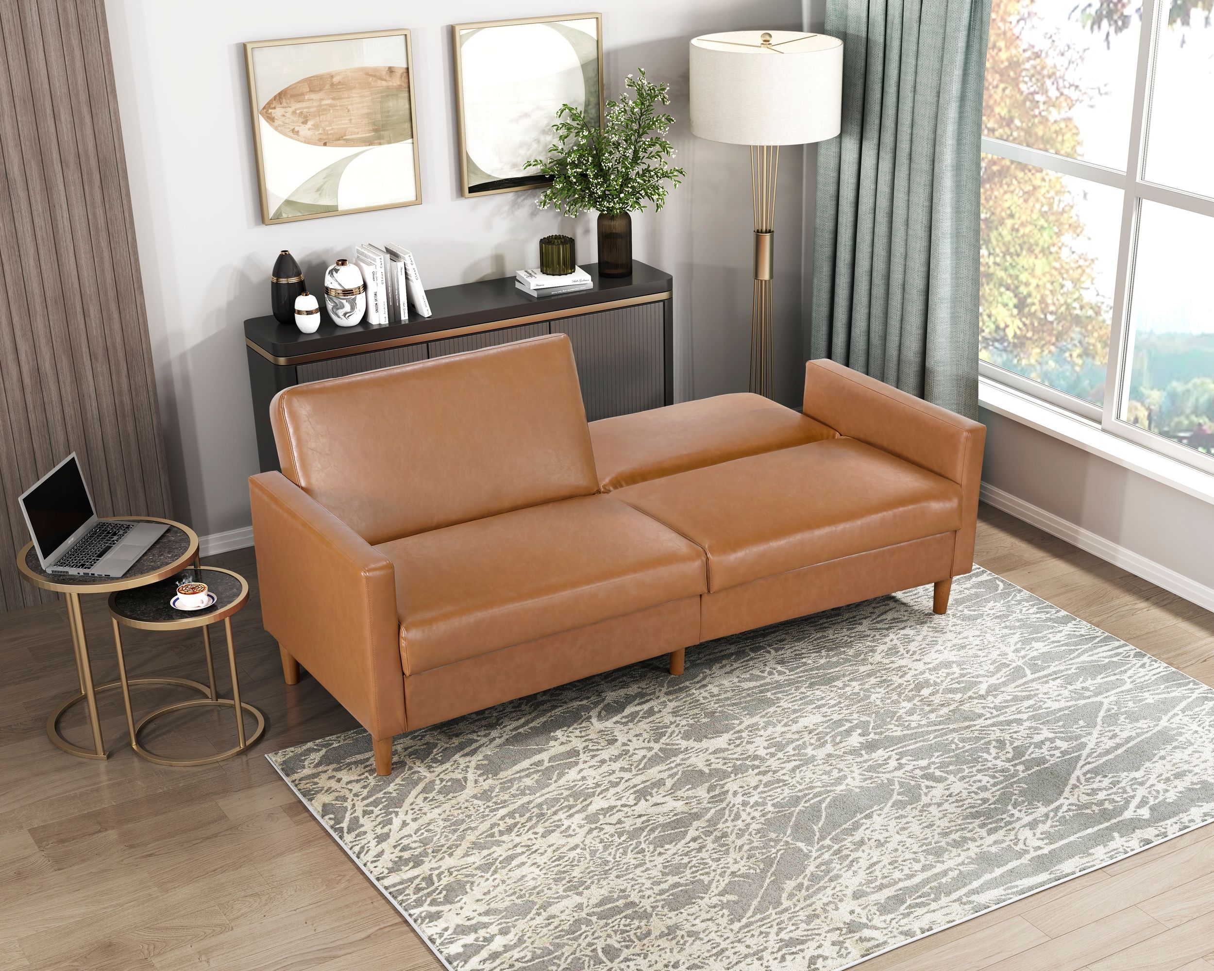 Carlton Faux Leather Convertible Sofa Bed