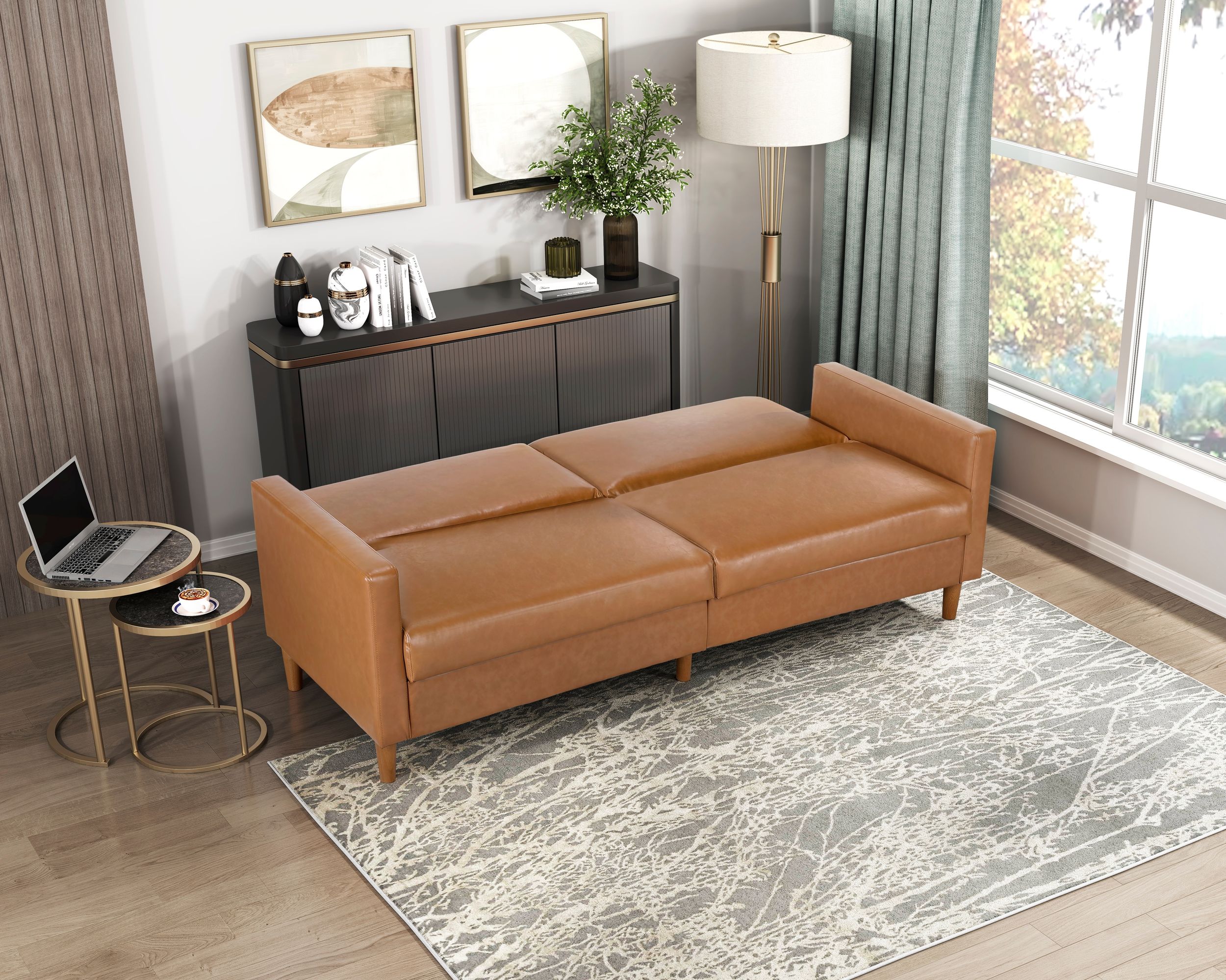 Carlton Faux Leather Convertible Sofa Bed