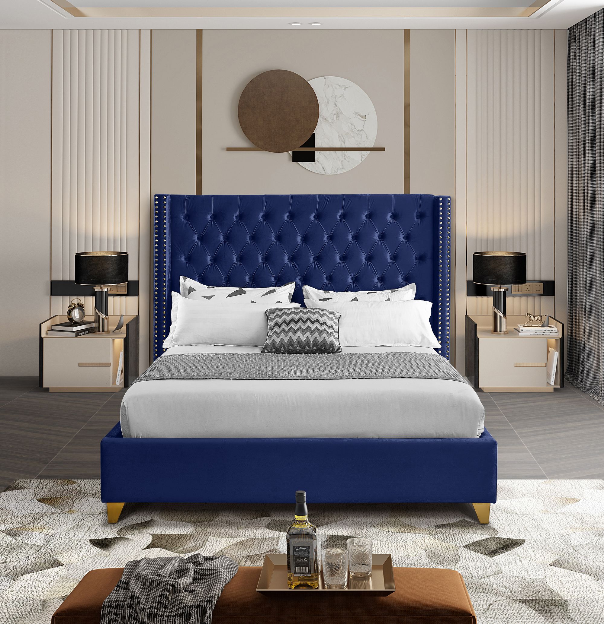 Barolo Velvet Queen Size Bed