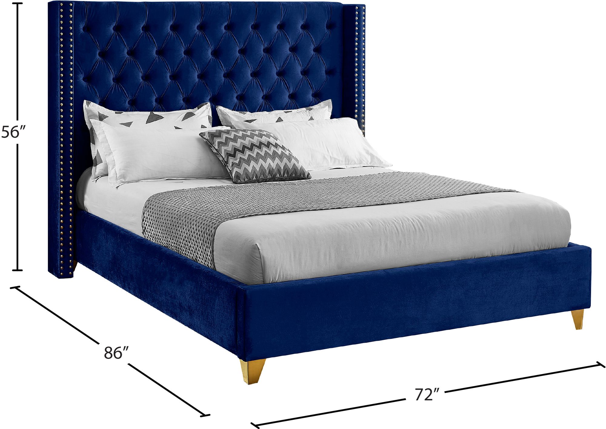 Barolo Velvet Queen Size Bed